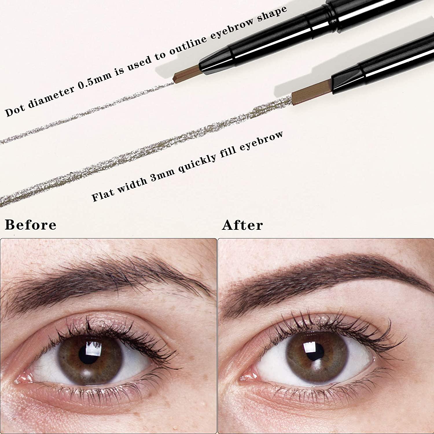 2 Pieces Eyebrow Pencil Long Lasting Eyebrow Pencil with Brush
