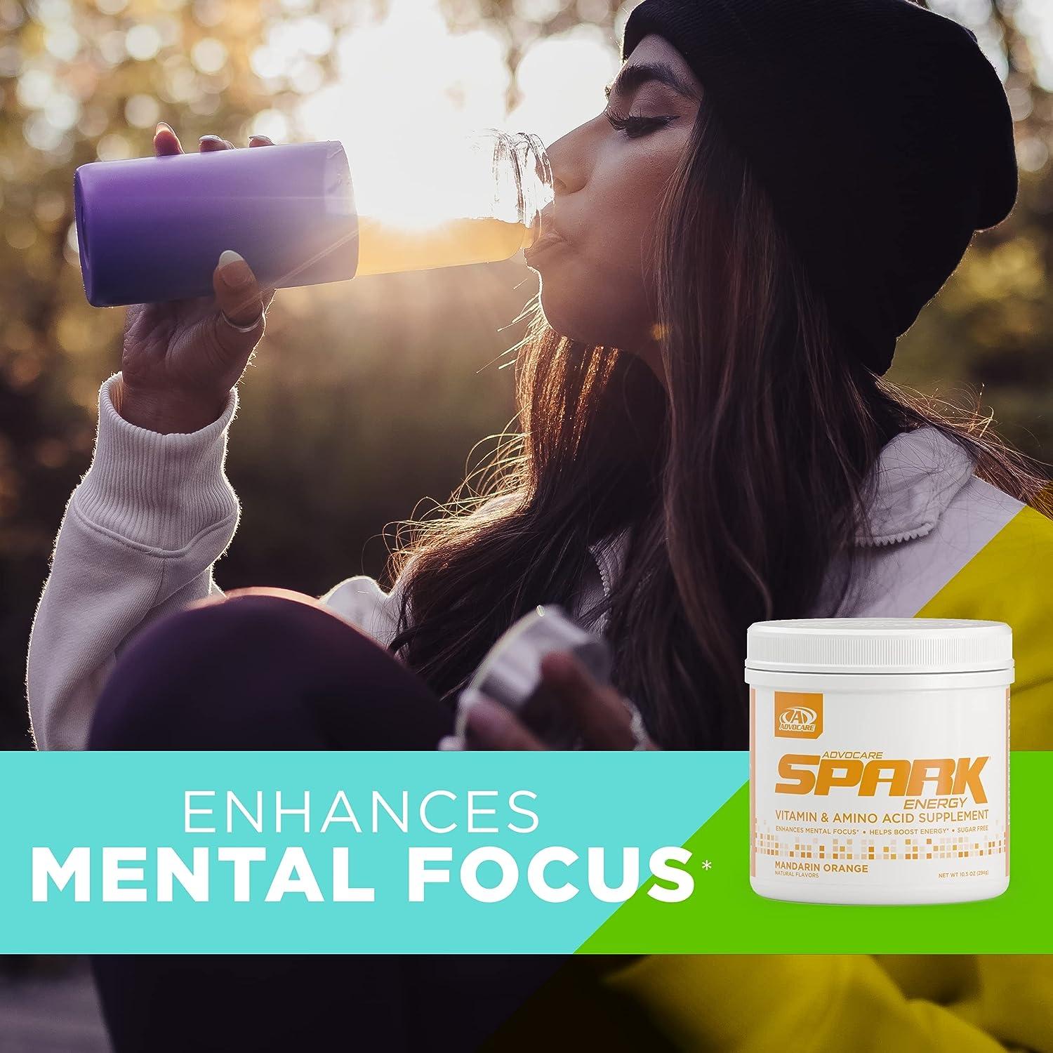 AdvoCare Spark Vitamin & Amino Acid Supplement - Focus and Energy Drink Mix  - Mandarin Orange - 10.5 oz