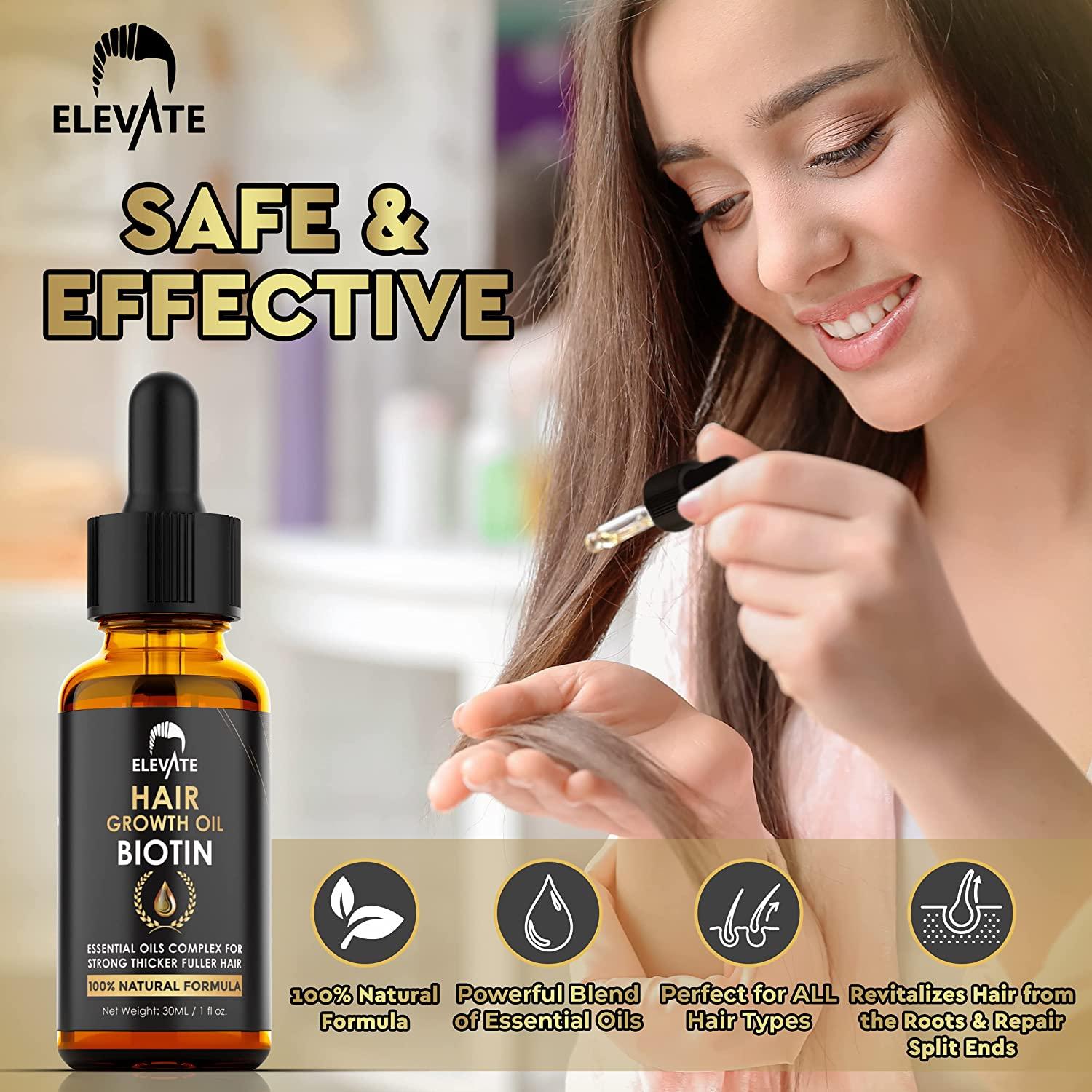 ELEVATE Hair Growth Oil Biotin Hair Growth Serum & Castor Oil Natural