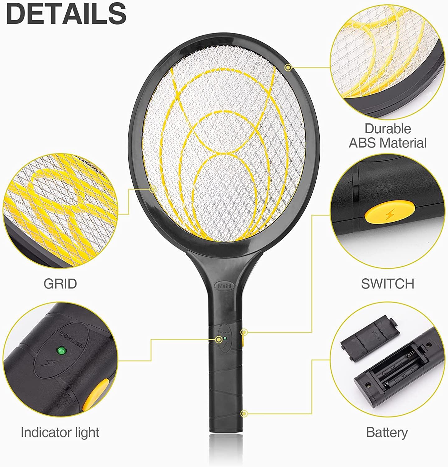 mafiti Electric Fly Swatter Fly Killer Bug Zapper Racket for Indoor and