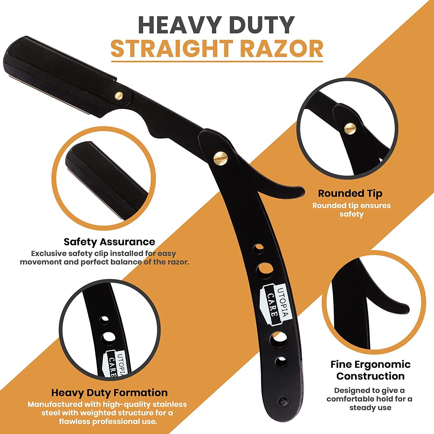Utopia Care Professional Barber Straight Edge Razor Safety with 100 Lord Blades Stainless