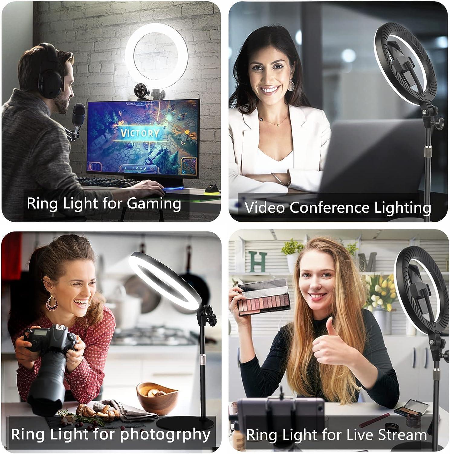 10.5 Desktop Ring Light with Stand and Phone Holder Perfect for Zoom Meetings and Video Calls Ideal for Makeup Recording Streaming Black
