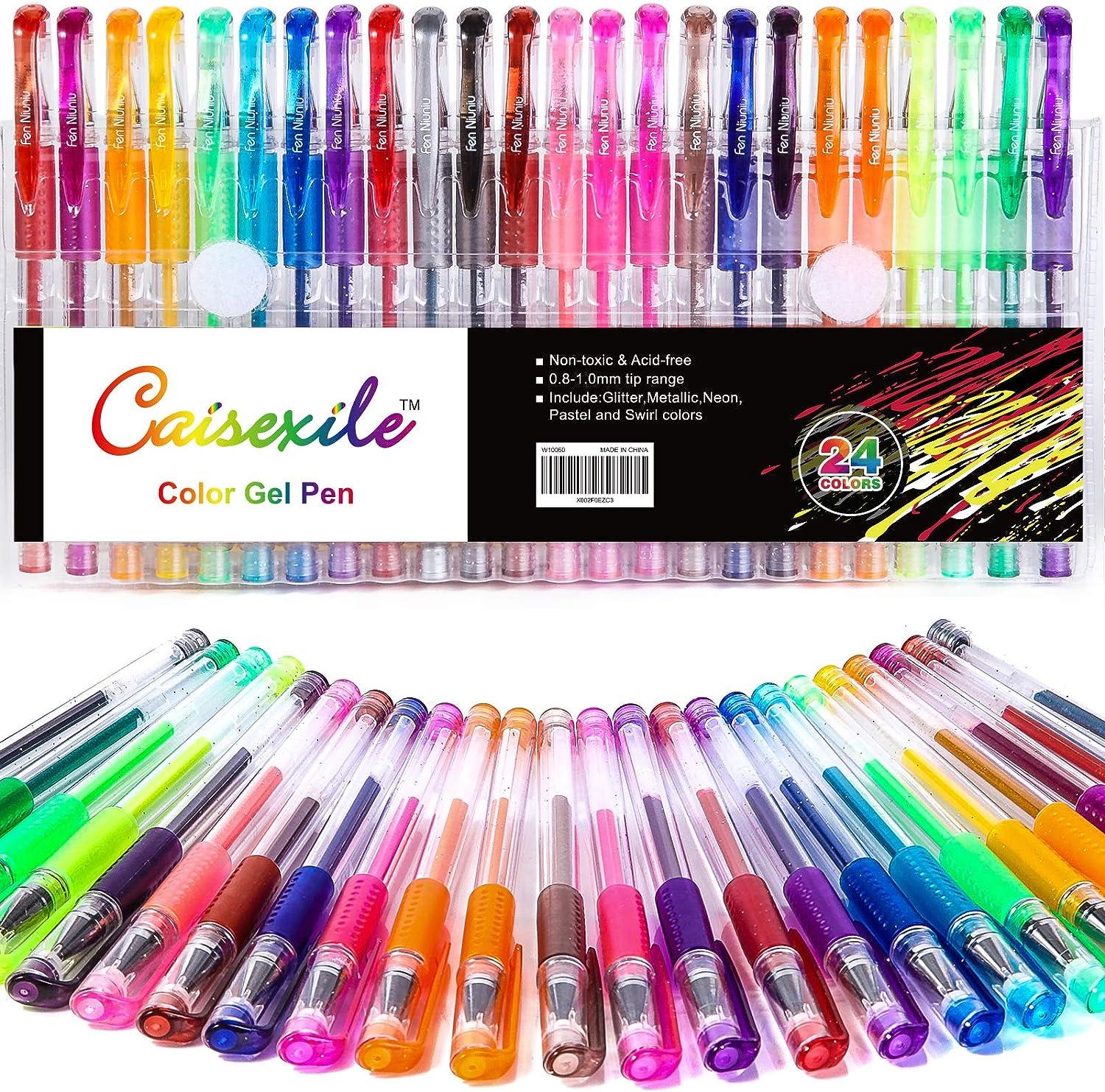 CAISEXILE Gel Pens for Adult Coloring Books, 88 Pack Artist Gel Pens  Colored 40% More Ink with Matched Refills, Suitable for Drawing Note Taking