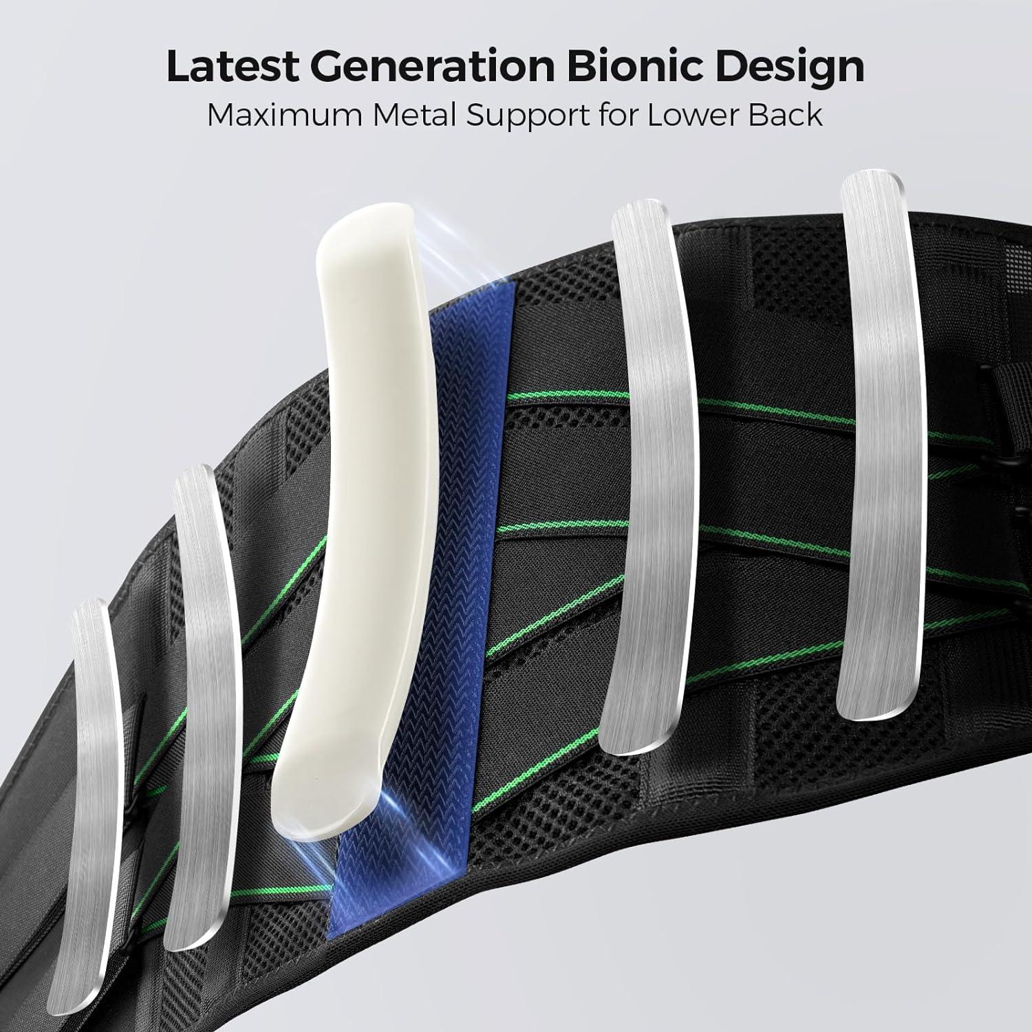 FREETOO Back Braces For Lower Back Pain Relief With 6 Stays, Breathable Back Support Belt For Men/Women For Work, Anti-skid Lumbar Support Belt With 16-hole Mesh For Sciatica(Waist Size:45.3''-55 - View #8