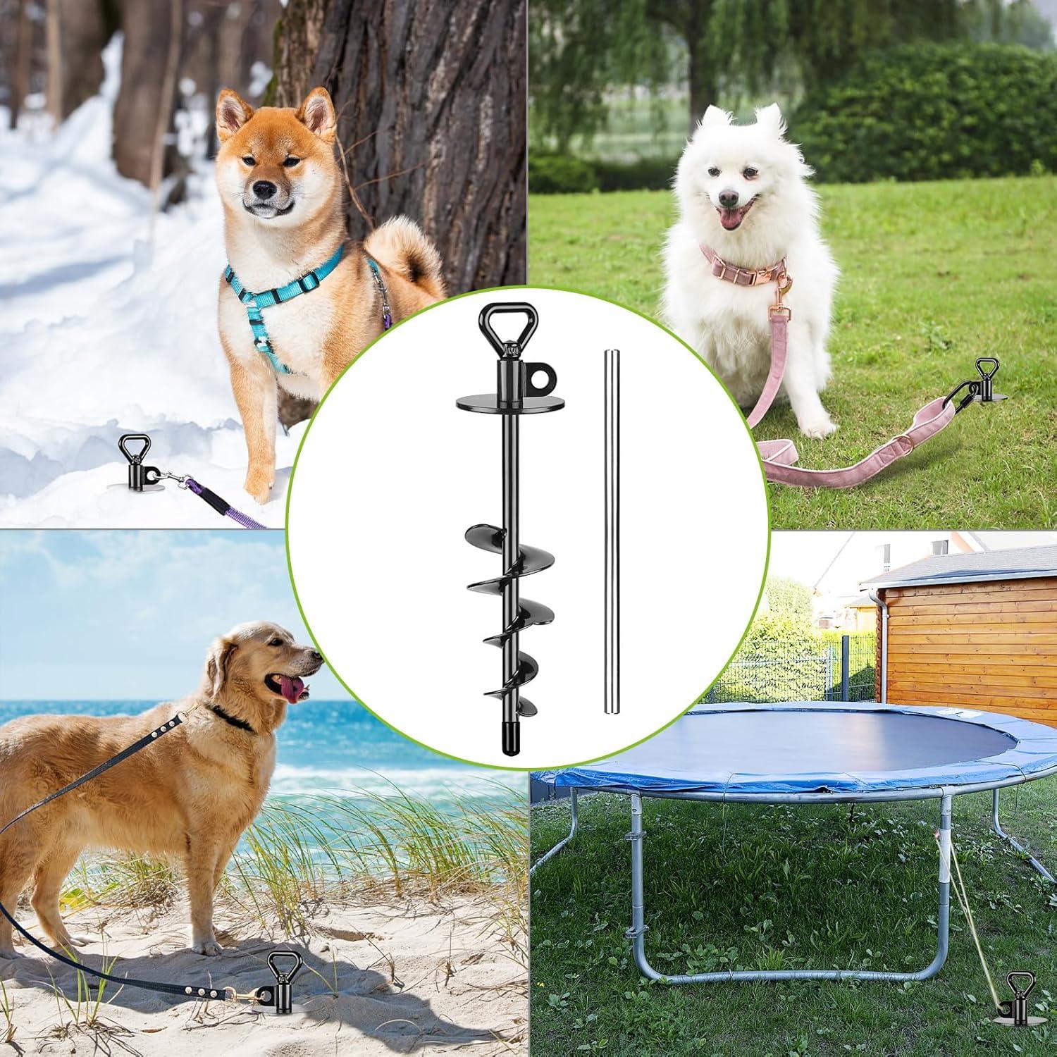Dog Ramp Dog Tether Stake Seleware Dog Tie Out Stake - Outdoor Anti-Rust  Anchor For Large Dogs Up To 220 LBS | Foldable Camping Gear With Twist Rod  - Durable & Portable