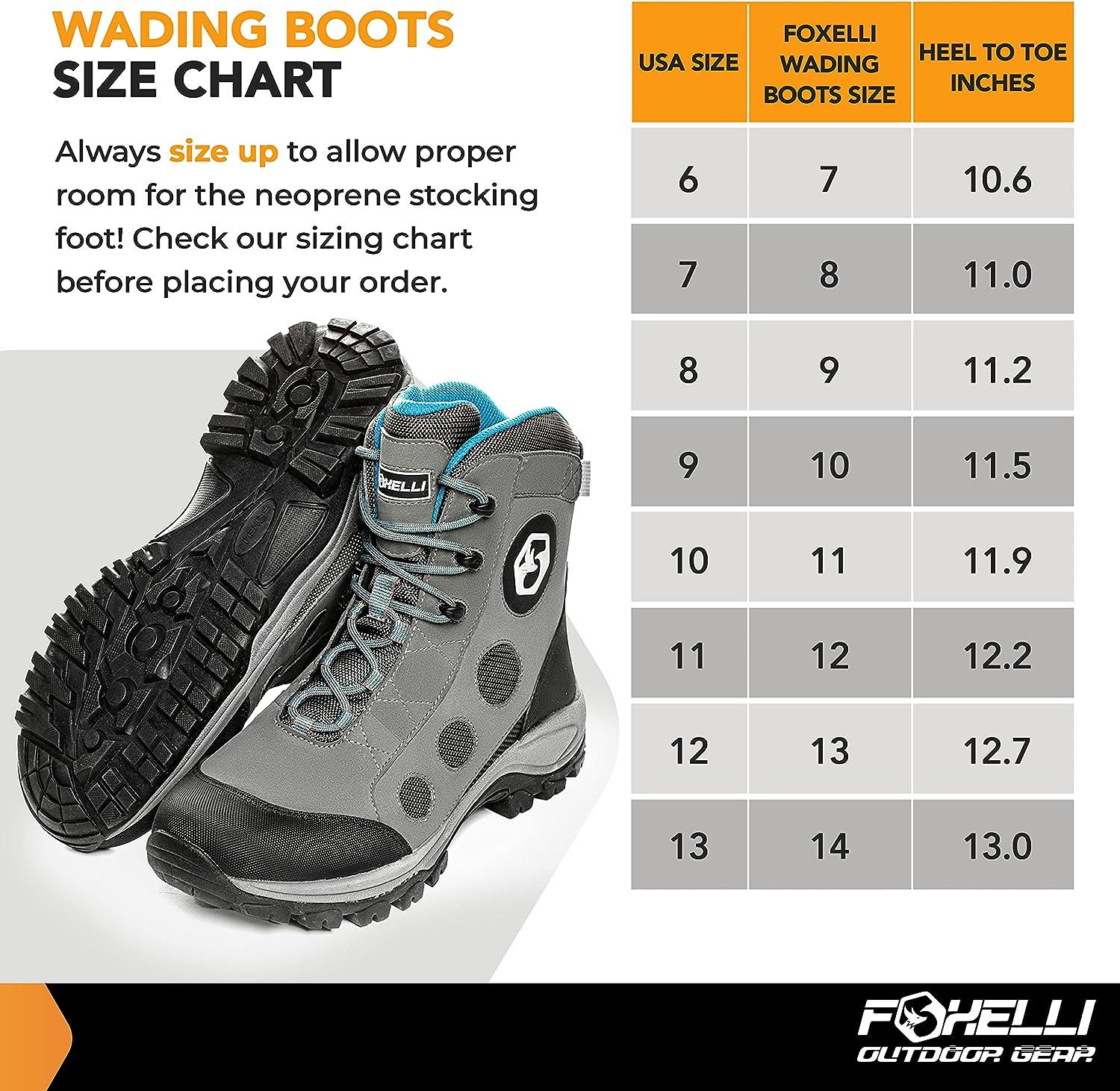Foxelli Wading Boots Lightweight Wading Boots for Men, Rubber Sole Wading  Shoes, Fly Fishing Boots Grey 14