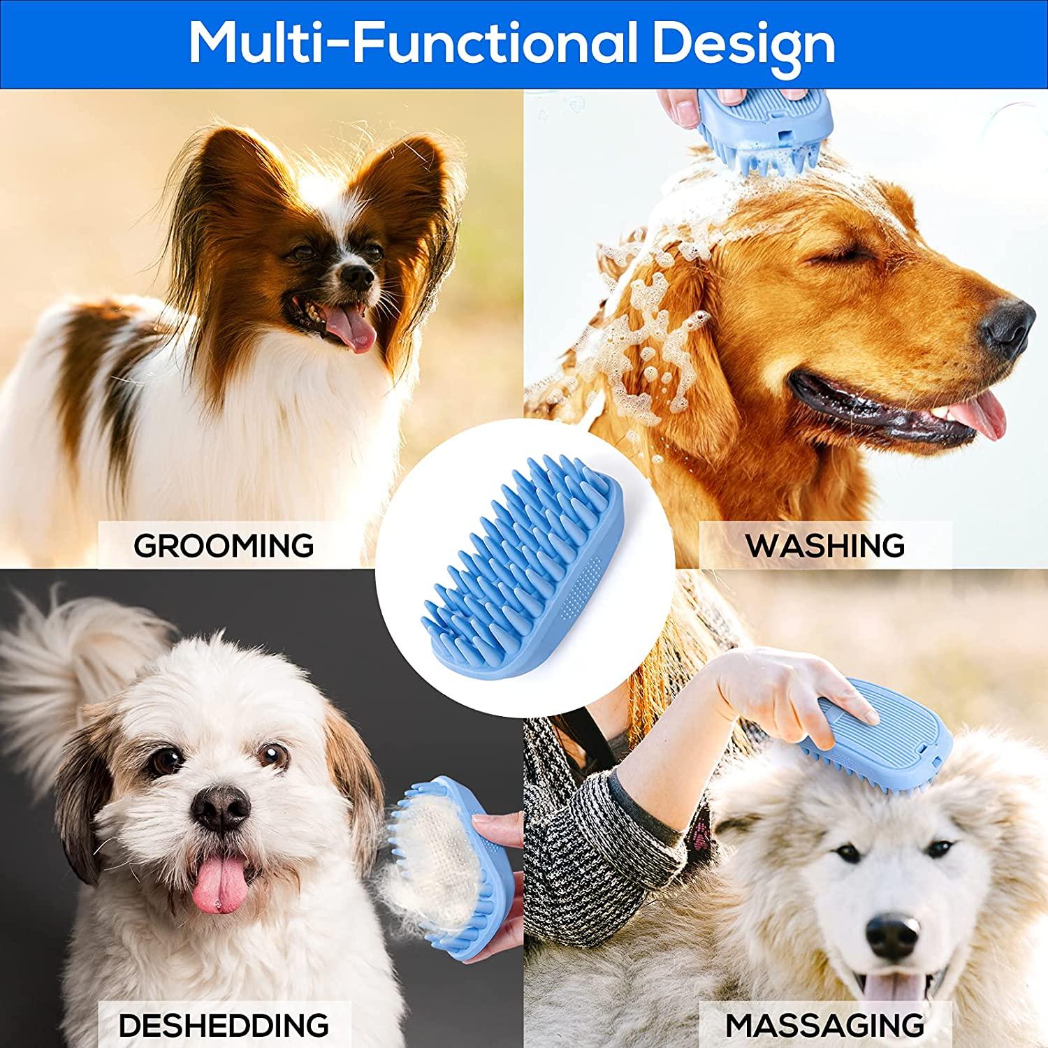 Dog Bath Brush Rubber Dog Shampoo Grooming Brush Silicone Dog