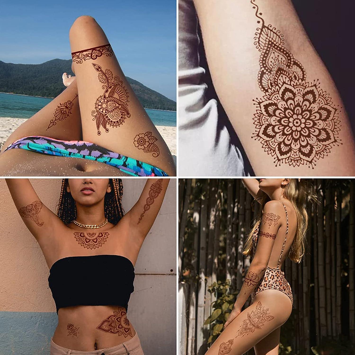 24 Sheets Henna Tattoo Stencil Kit 280+pcs, Henna Stencils Reusable  Temporary Indian Glitter Airbrush Tattoo Stencils for Face Body Paint DIY