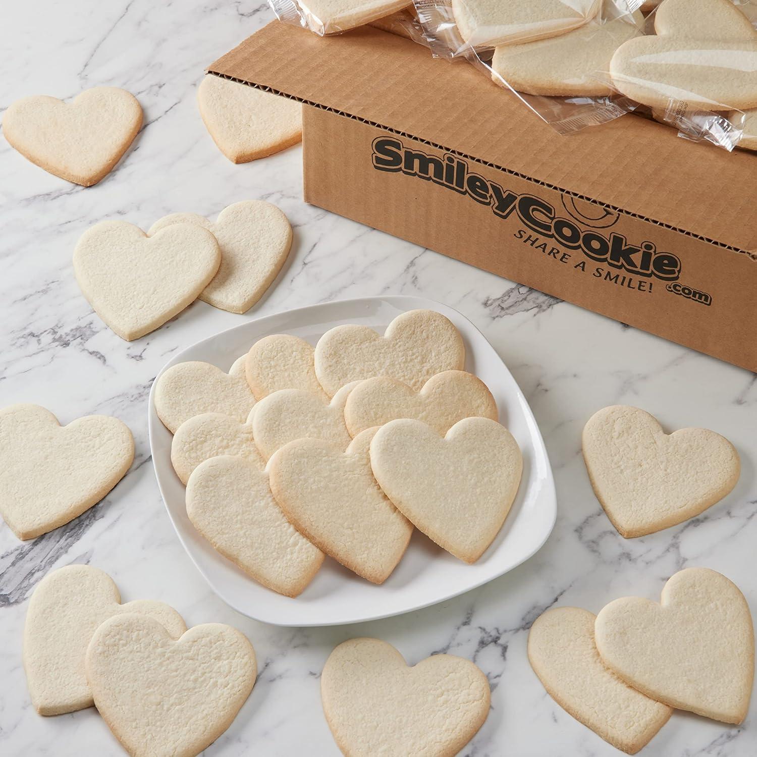 50Pack NutFree Heart Shaped Smiley Sugar Cookies Uniced for Allergy