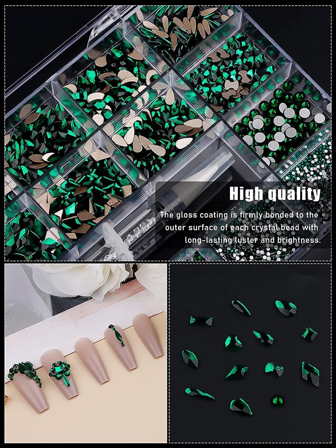 Lanstics 5000Pcs Green Rhinestones for Craft SS12 3mm Emerald Flatback  Rhinestones Gem Stones Round Resin Glitter Rinestones for Nails Art Makeup