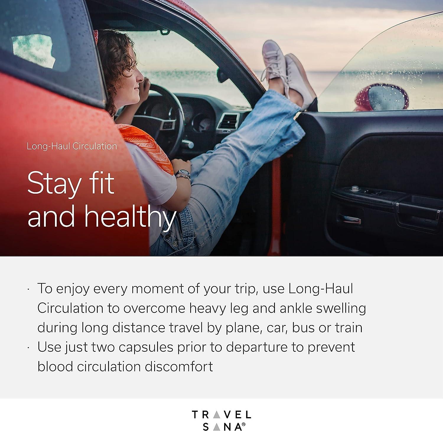 TRAVELSANA LongHaul Circulation Pycnogenol 100mg Reduces Swollen Legs and Ankles Natural