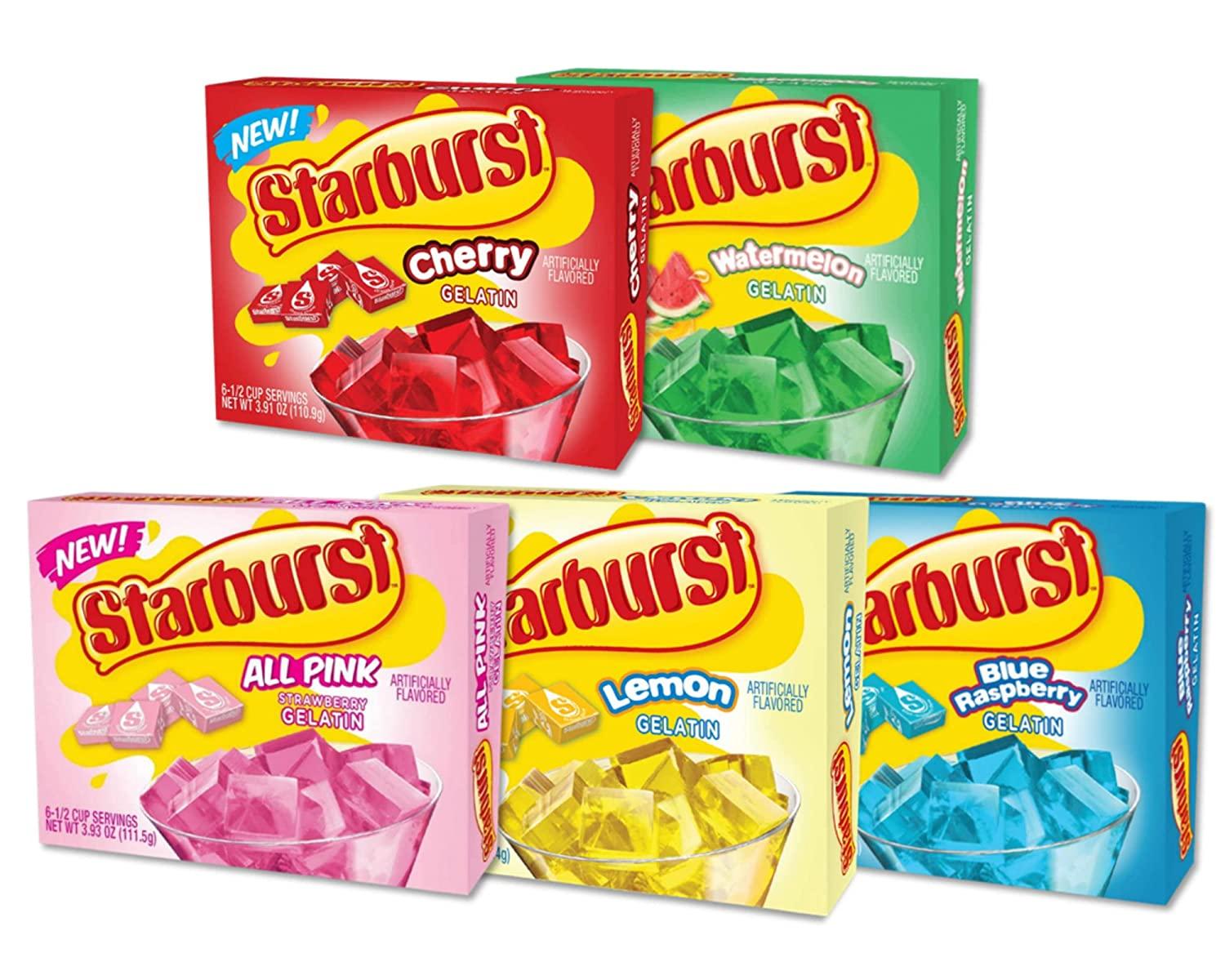 Jello Shot Bundle with Starburst Gelatin. Includes 5 Boxes of Starburst