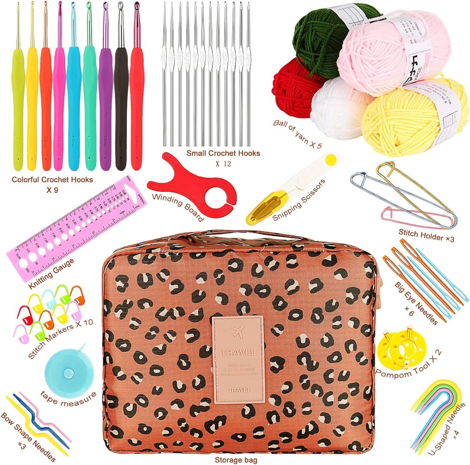 Coopay Crochet Kit Beginners Crochet Hook Set with Crochet Yarn 58PCS