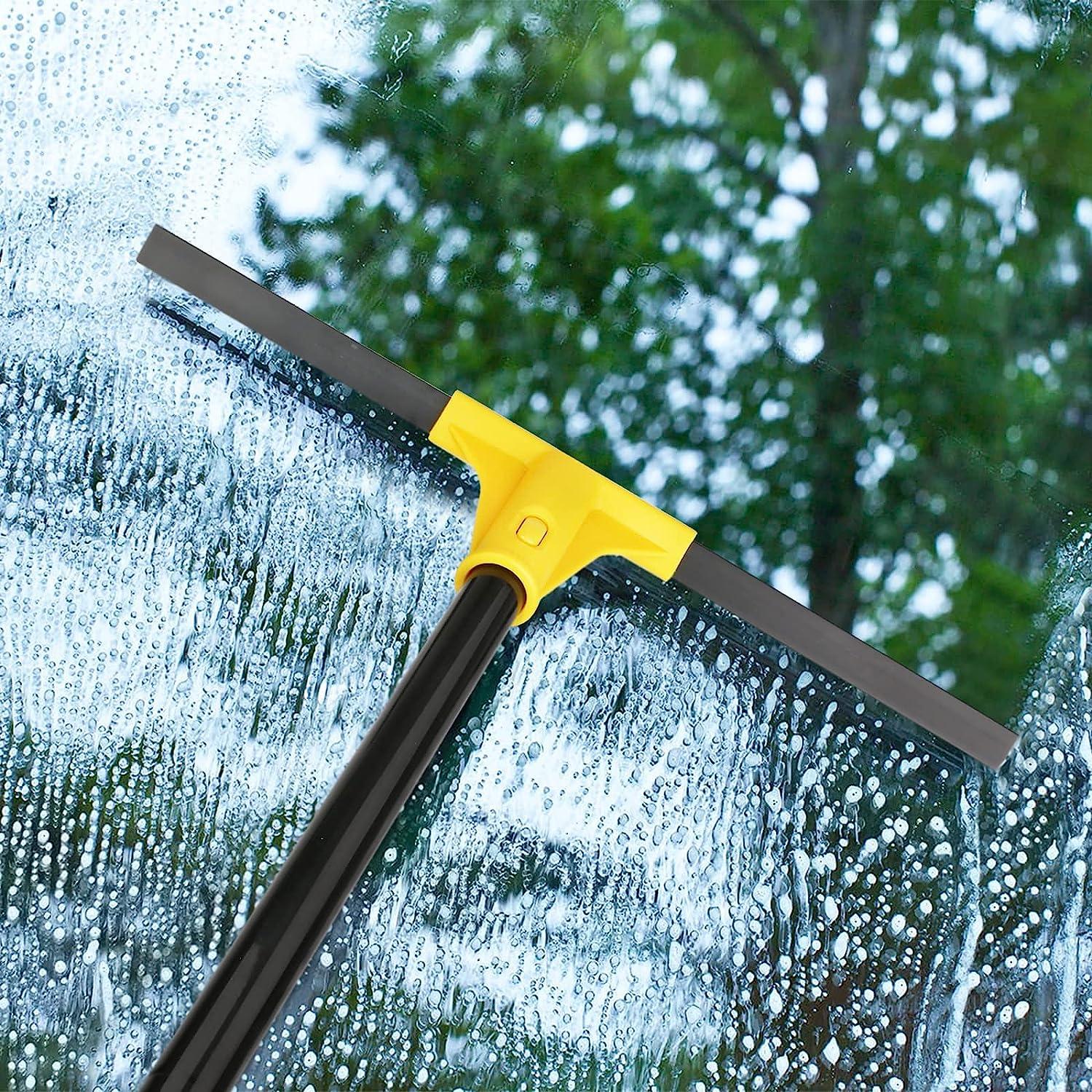 18'' Rubber Squeegee Broom with 60'' Long Handle for Floor Cleaning
