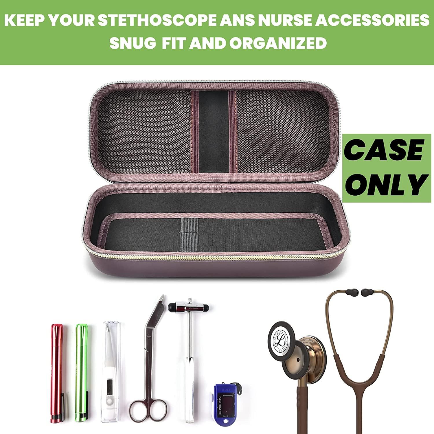 Stethoscope Case Compatible with 3M Littmann Classic III Monitoring/Lightweight II S.E/Cardiology IV Diagnostic/MDF Acoustica Stethoscopes, Extra Pocket Doctor & Nurse Accessories (Chocolate)