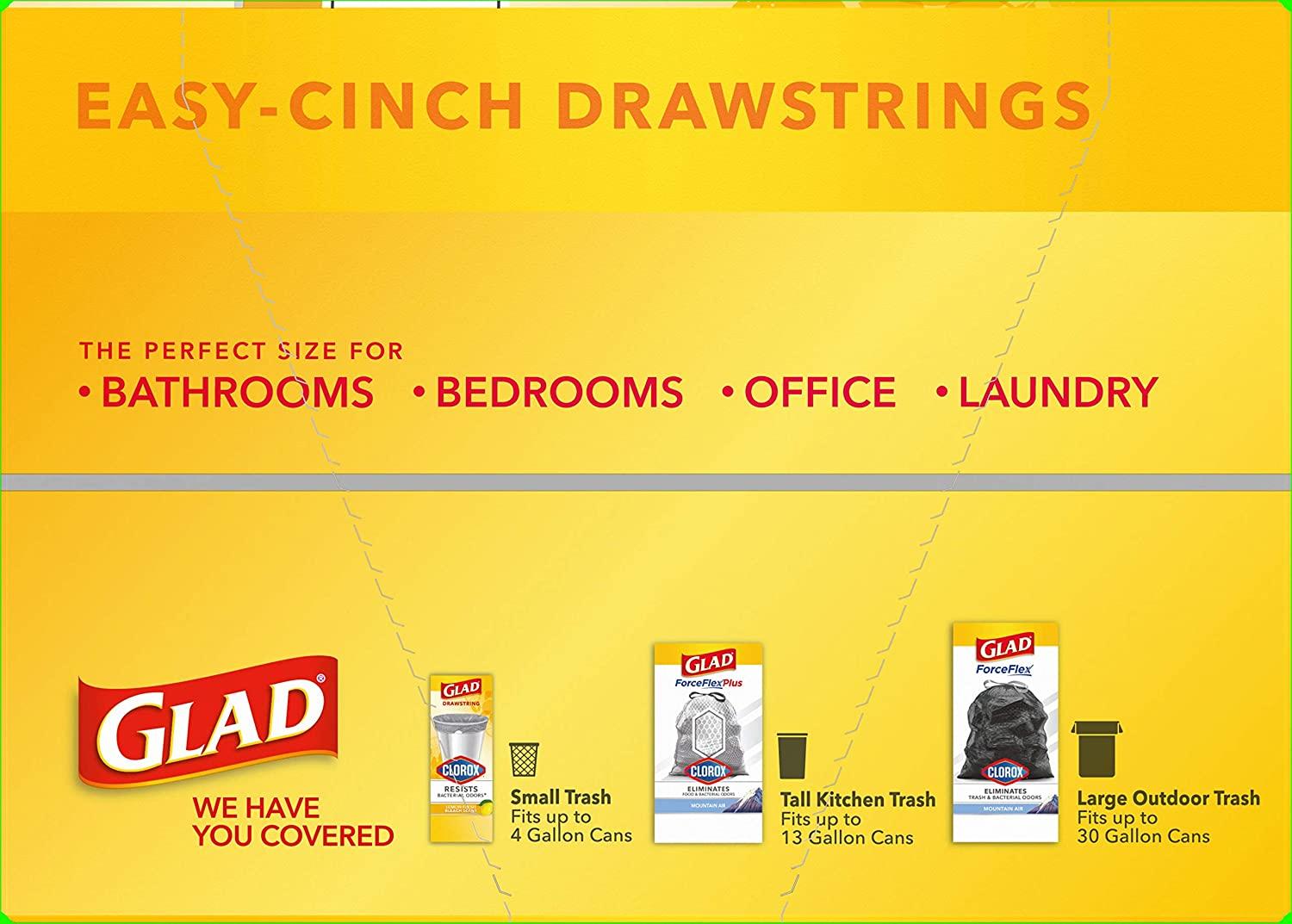 Glad with Clorox® Medium Drawstring Trash Bags Lemon Fresh Bleach Scent