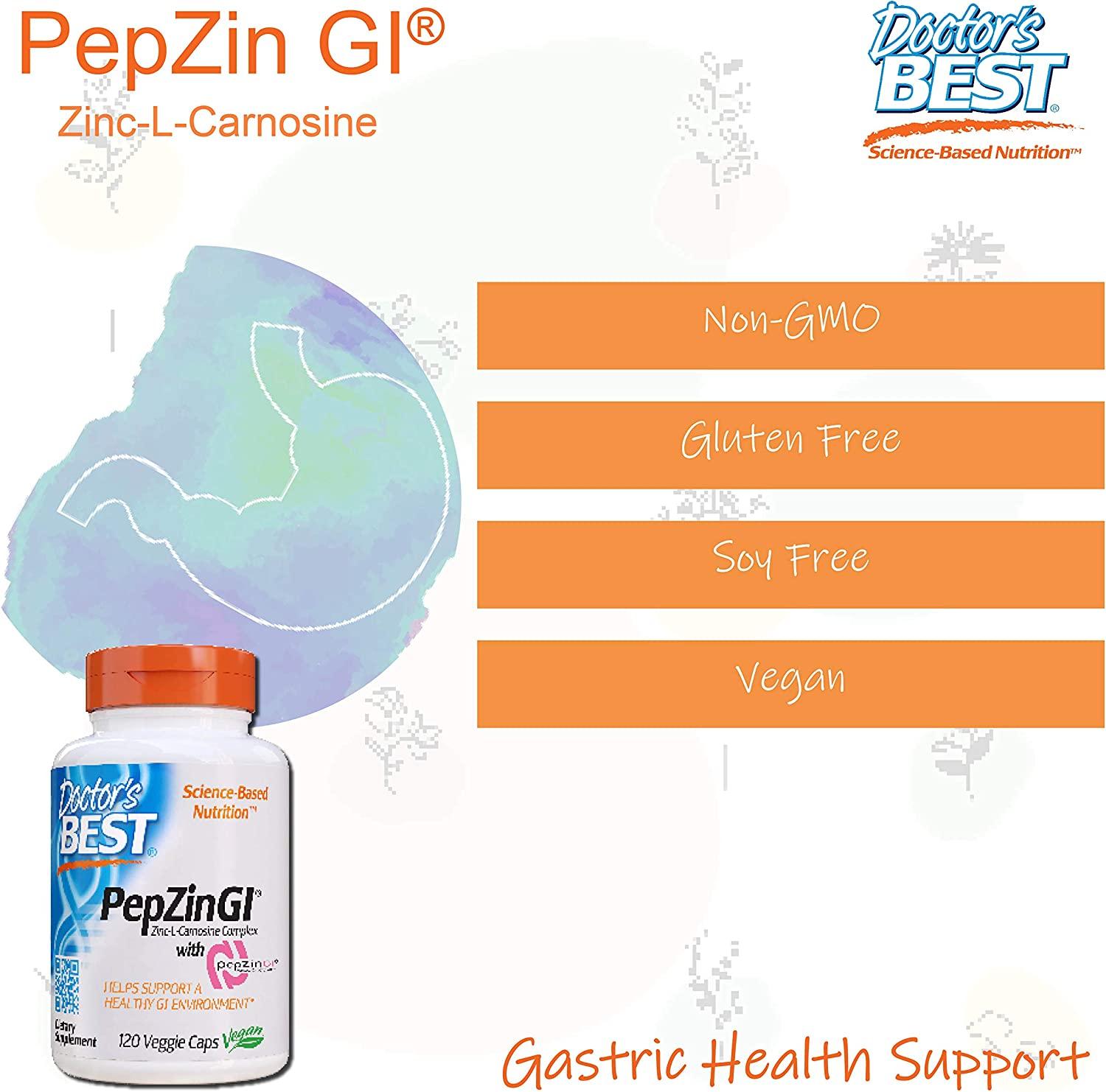 Buy Doctor's Best PepZin GI ZincLCarnosine Complex 120 Veggie Caps