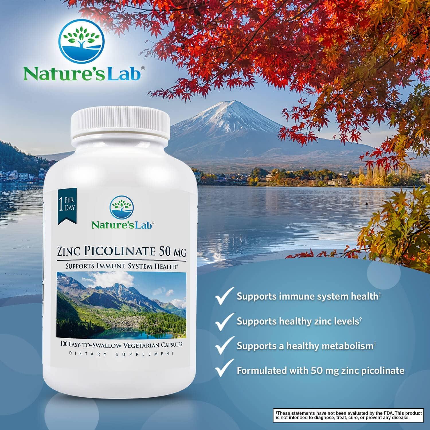 Nature s Lab Zinc Picolinate 50mg Highly Absorbable Zinc Supplement