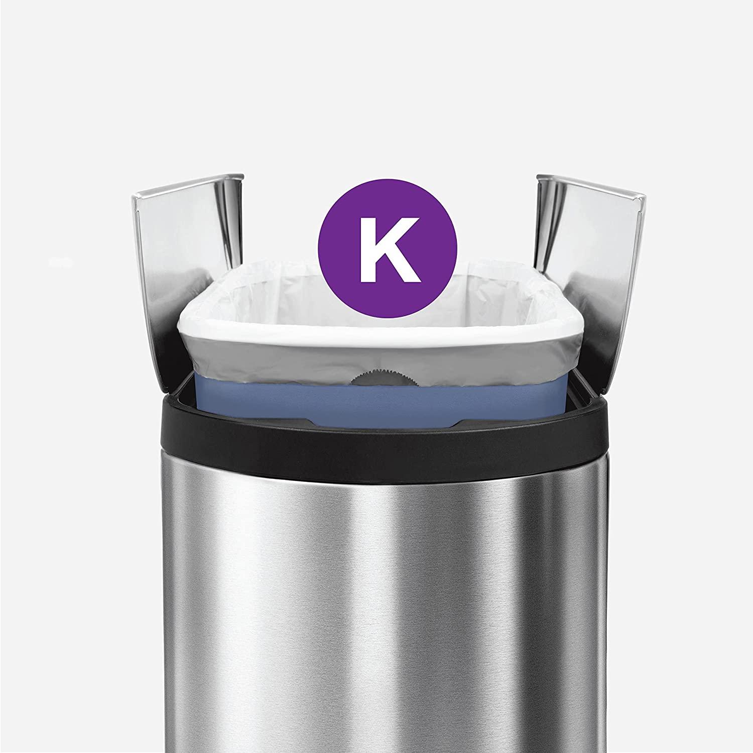 simplehuman Code K Custom Fit Drawstring Trash Bags in Dispenser Packs,  35-45 Liter / 9.2-12 Gallon, White – 20 Liners