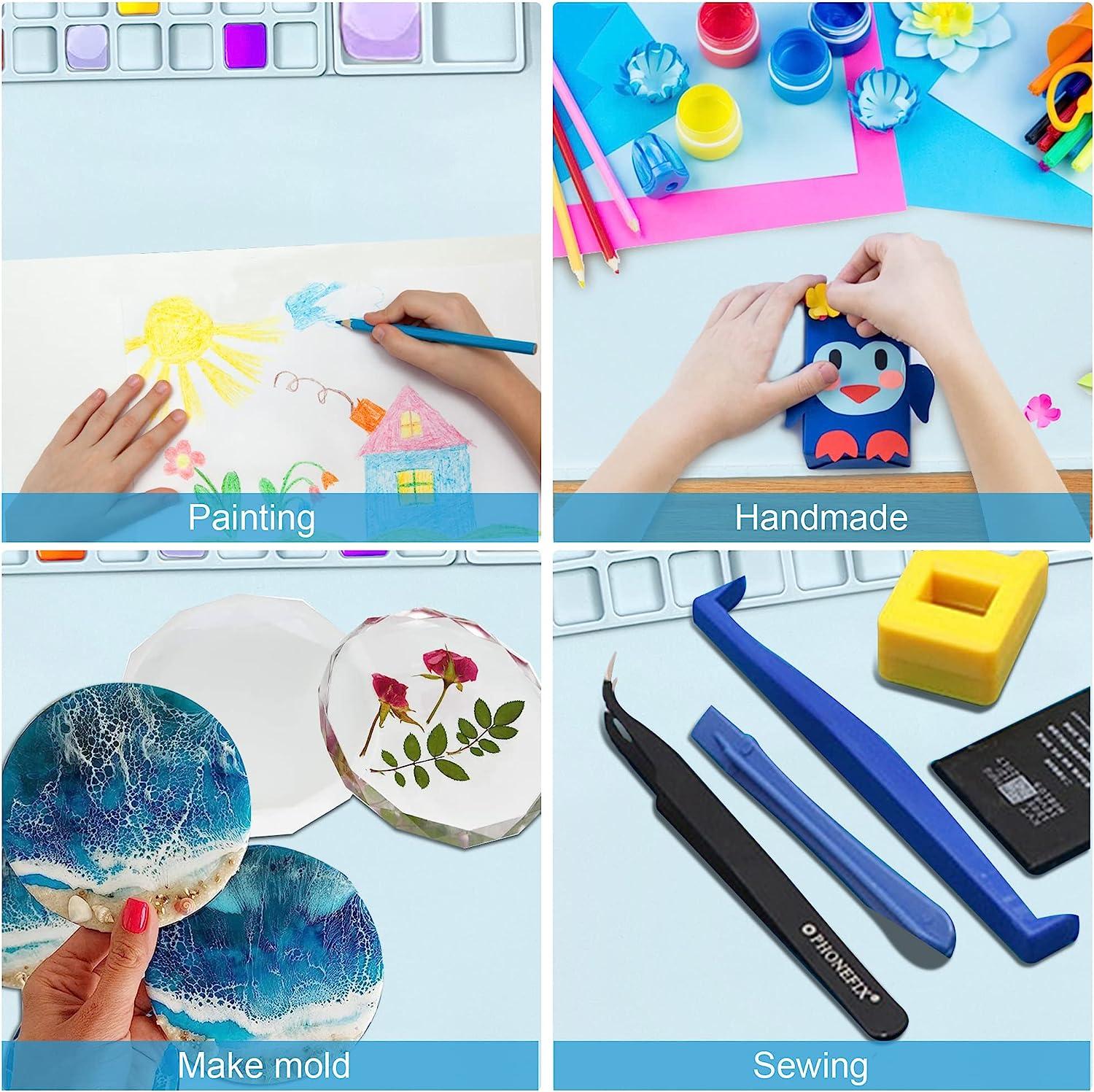 Silicone Craft Mat, Silicone Mat for Resin Casting, 20x16Non Stick  Silicone Sheet, Creator Silicone Craft Mat with Cleaning Cup for Painting,  Art, Clay and Play Doh (Blue)