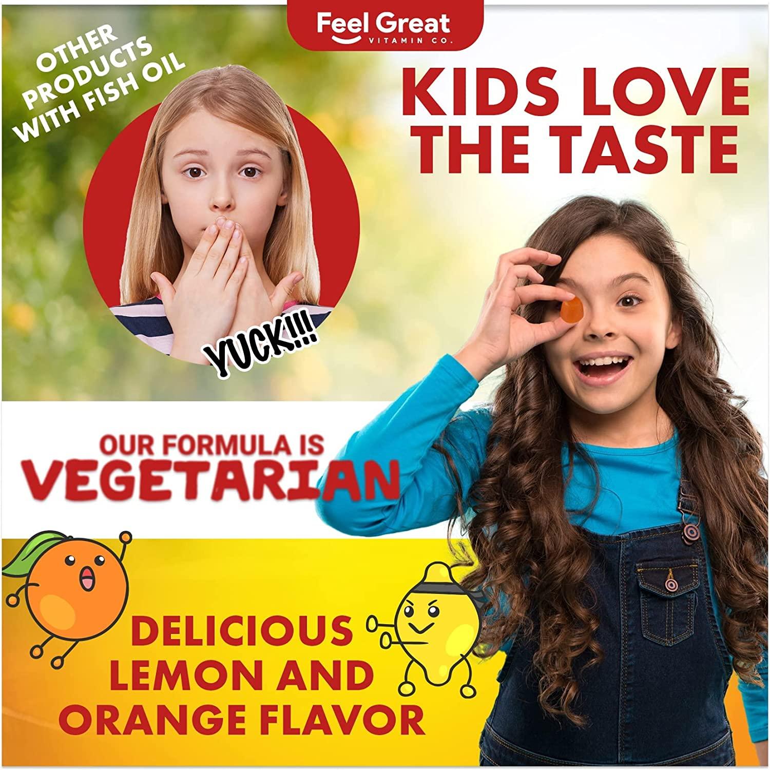 Feel Great Vitamin Co. Kids DHA Gummies with Omega 3 6 9 + DHA