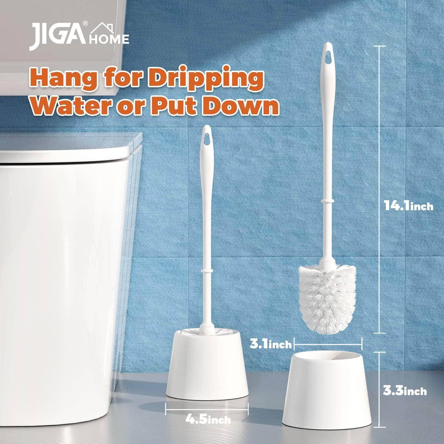 JIGA 3 Pack Toilet Brush and Holder Set Toilet Bowl Brush with Caddy