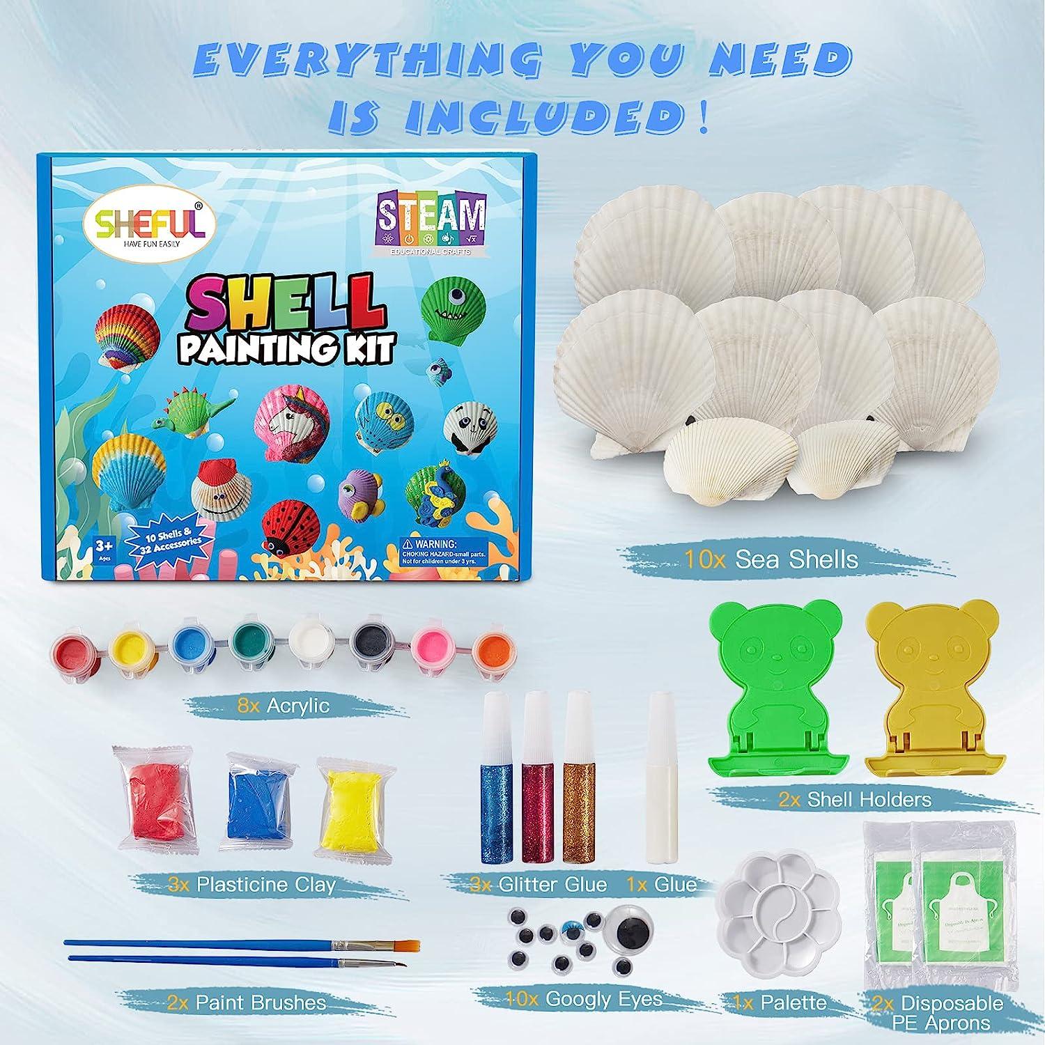 Shell Painting Kit-Arts and Crafts for Girls & Boys Ages 4-12