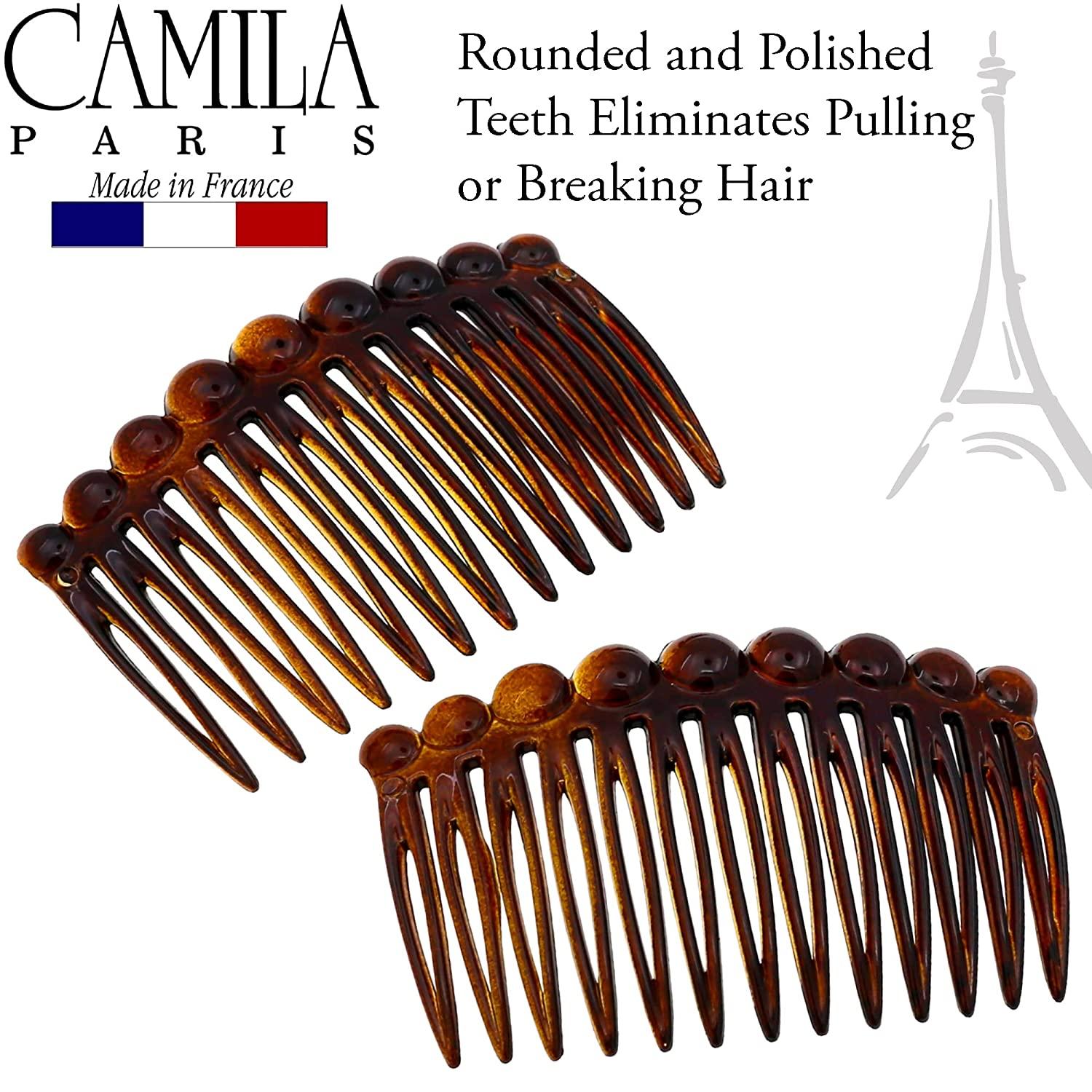 Camila Paris CP33/2 French Hair Side Comb Small Tortoise Shell French Twist  Hair Combs Decorative, Strong Hold Hair Clips for Women Bun Chignon Up-Do  Styling Girls Hair Accessories, Made in France