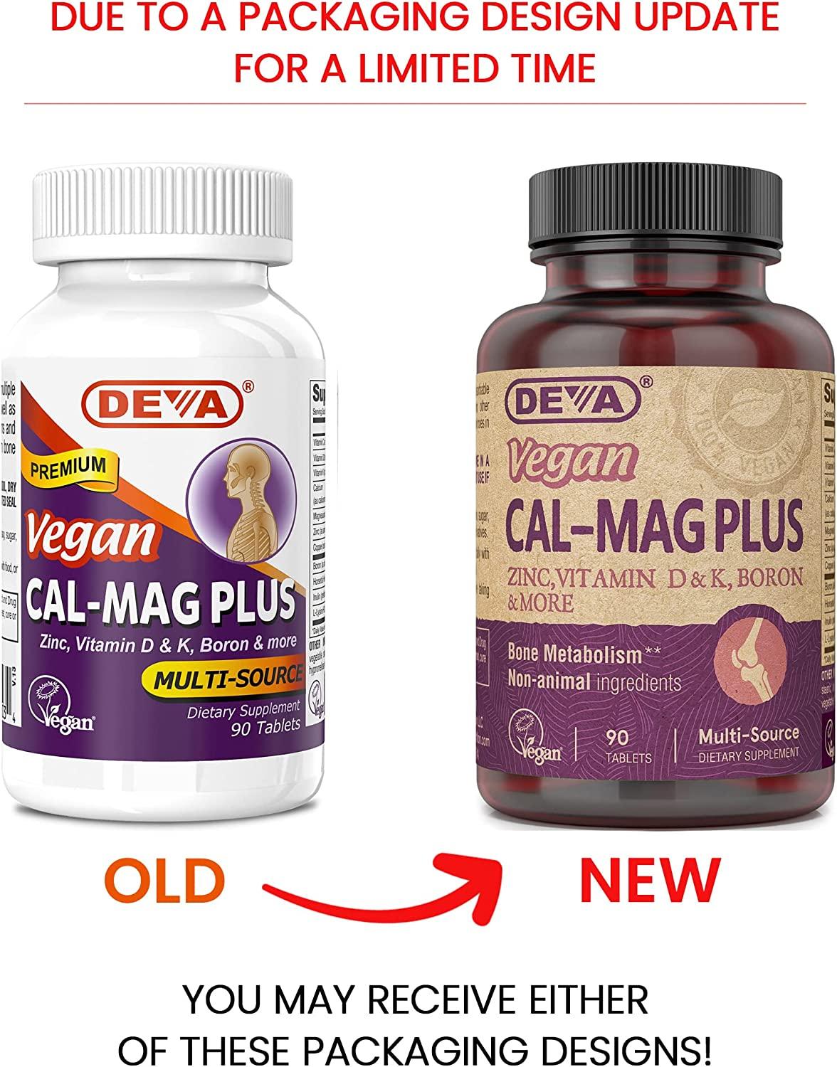 DEVA Vegan Calcium Magnesium Supplement Plus, Zinc, Vitamin C, Vitamin