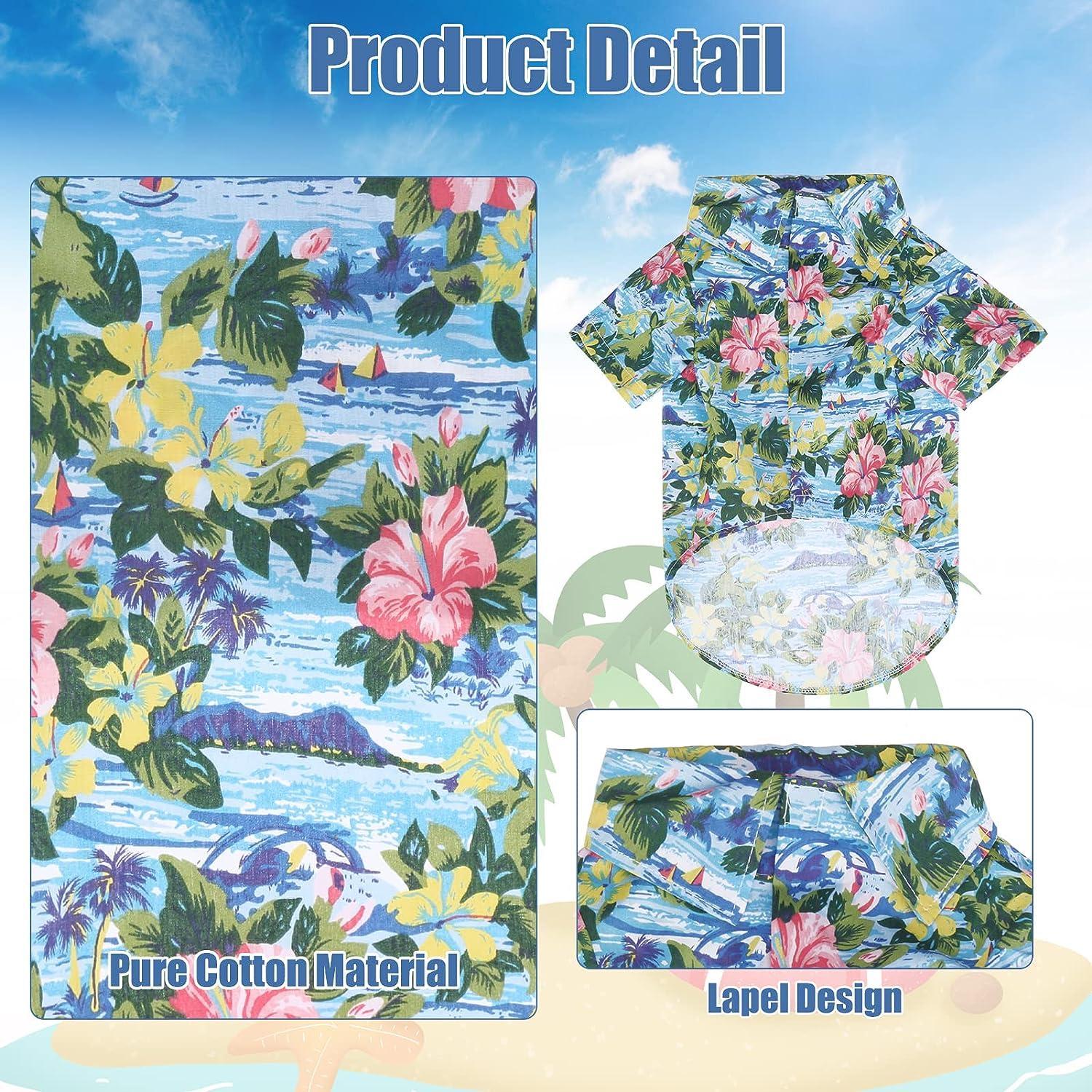 EXPAWLORER Dog Hawaiian Shirt - Dog Summer Clothes, Breathable Dog Cotton  Polo T-Shirts with Floral and Sea Island Pattern,Puppy Outfit,Dog Shirt for  Small Medium Large Dogs Boy and Girl in Hot Days