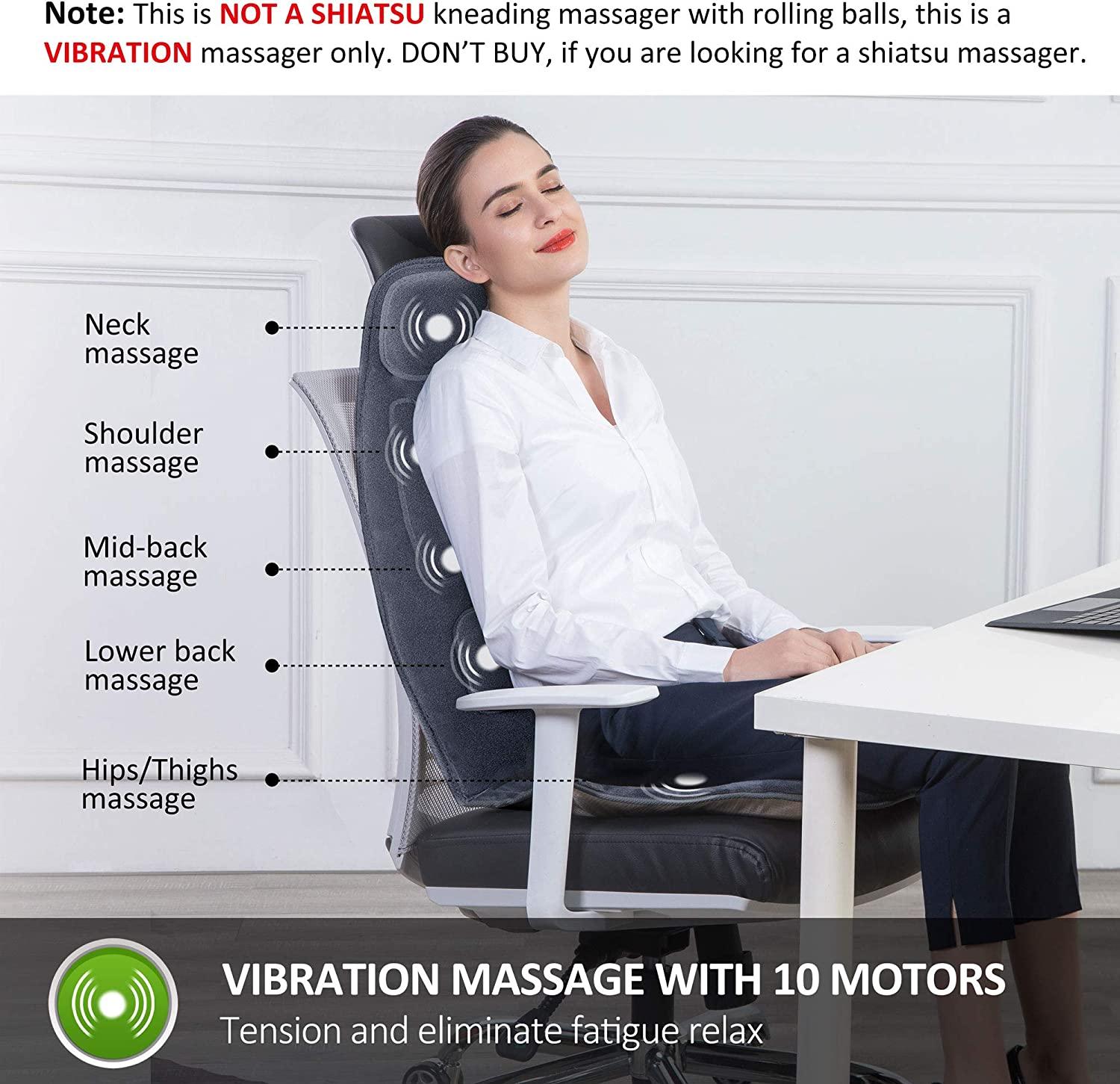 2 Back massagers heat & vibration For car or chair lumbar health touch Relax