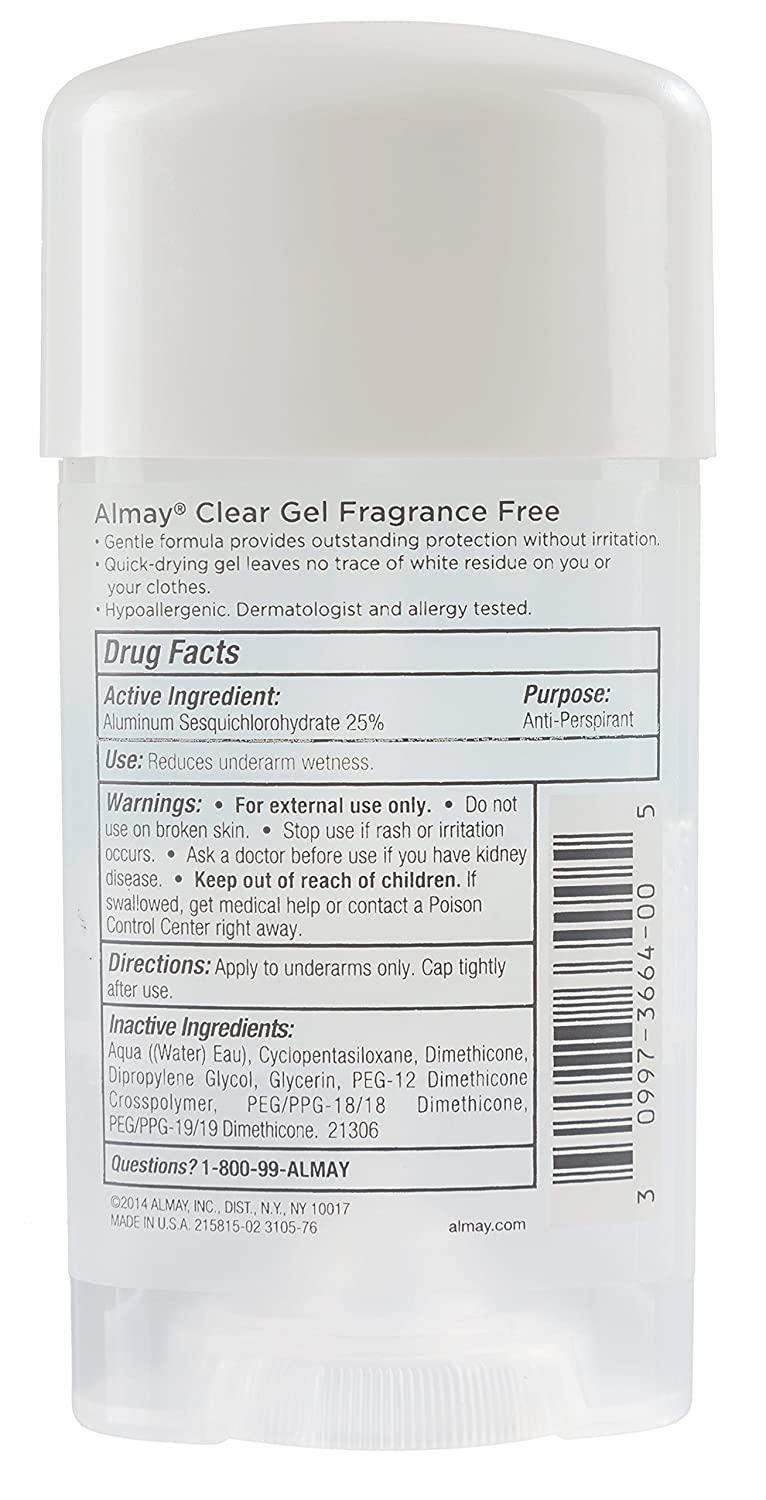 Almay Sensitive Skin Clear Gel AntiPerspirant Deodorant Fragrance Free
