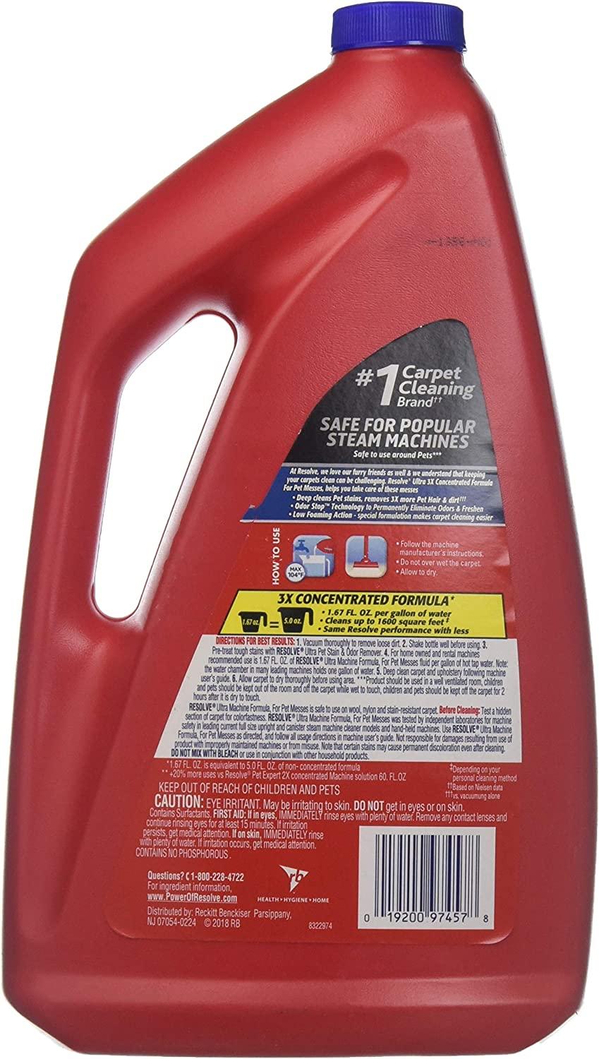 Resolve Ultra Pet Steam Carpet Cleaner Solution Shampoo 48oz 3X