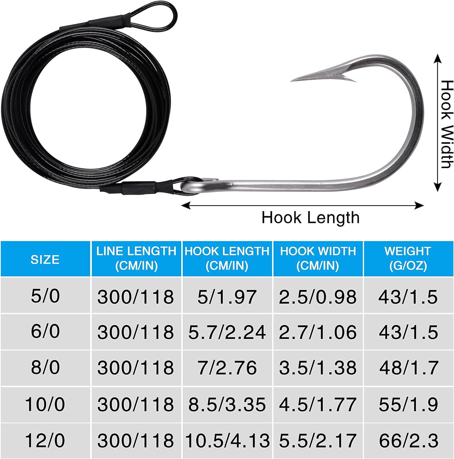 Surf Fishing Shark Rig Stainless Steel Cable Leader Wire Rig with Tuna  Shark Hooks Saltwater Deep