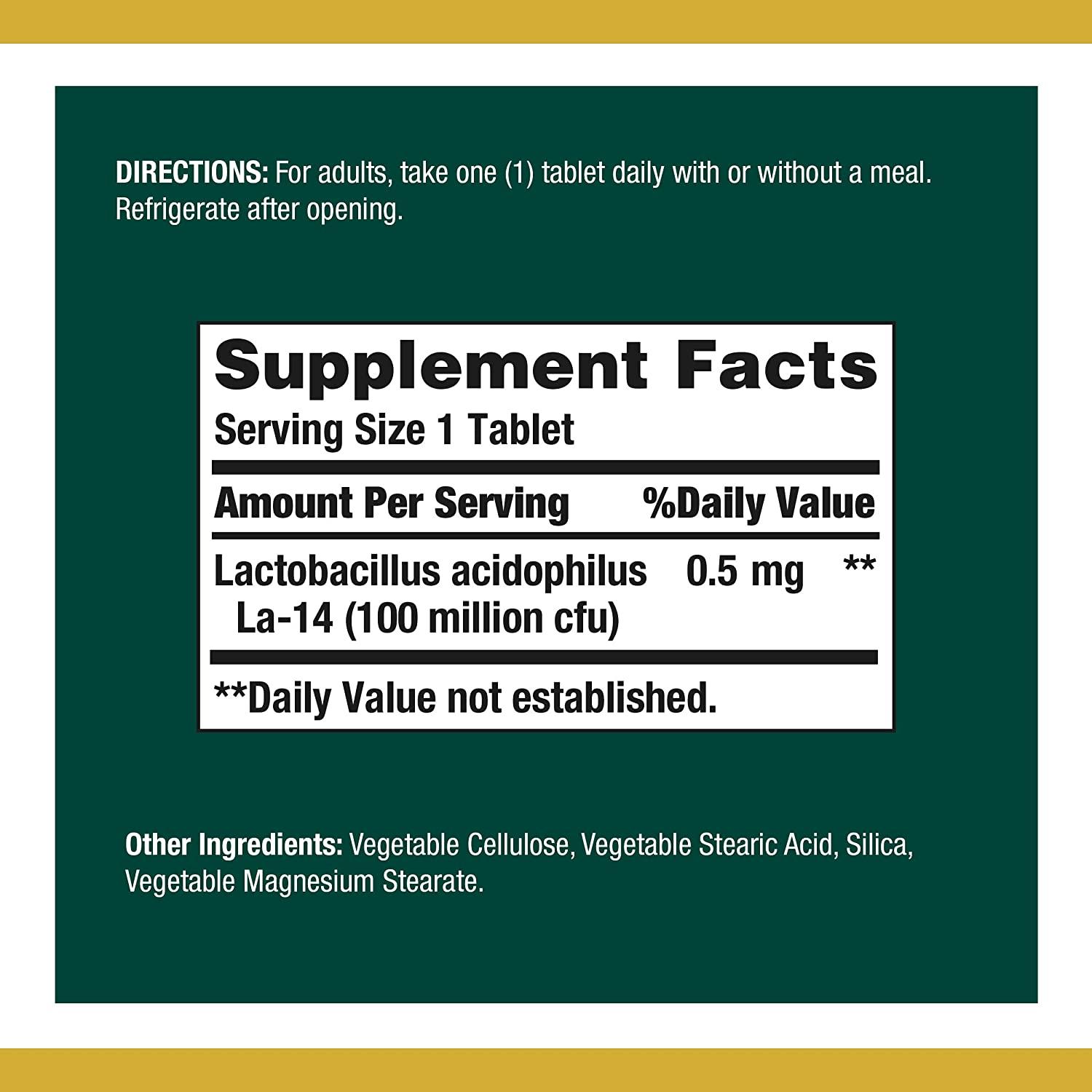 Nature's Bounty Acidophilus Probiotic Twin Pack 200 Tablets for