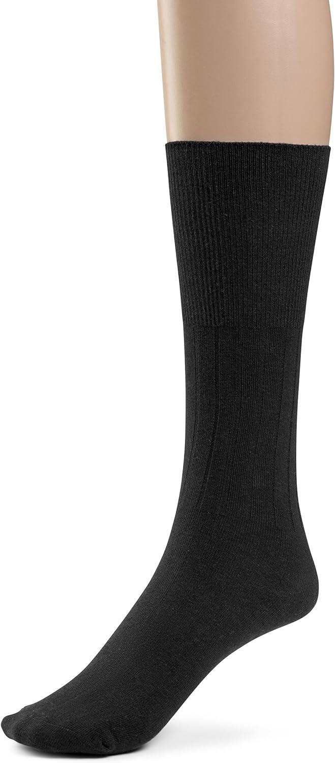Silky Toes 3 or 6 Pack Women's Diabetic Premium Soft Non-Binding Cotton Dress Socks Also Available in Plus Sizes (9-11 Black -3 Pairs)