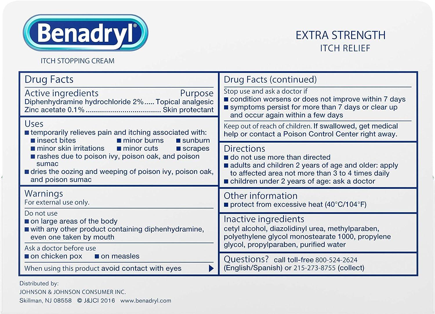 Benadryl Extra Strength Itch Stopping AntiItch Cream with Histamine