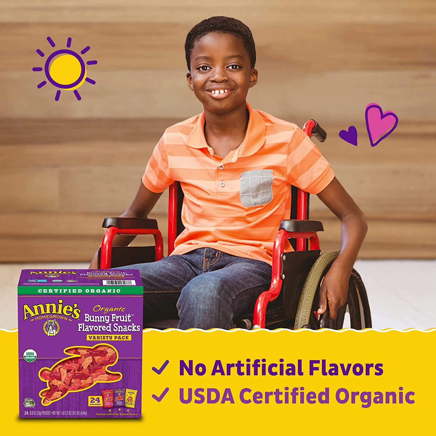 Annie's Organic Bunny Fruit Snacks Variety Pack Gluten Free 24 Pouches