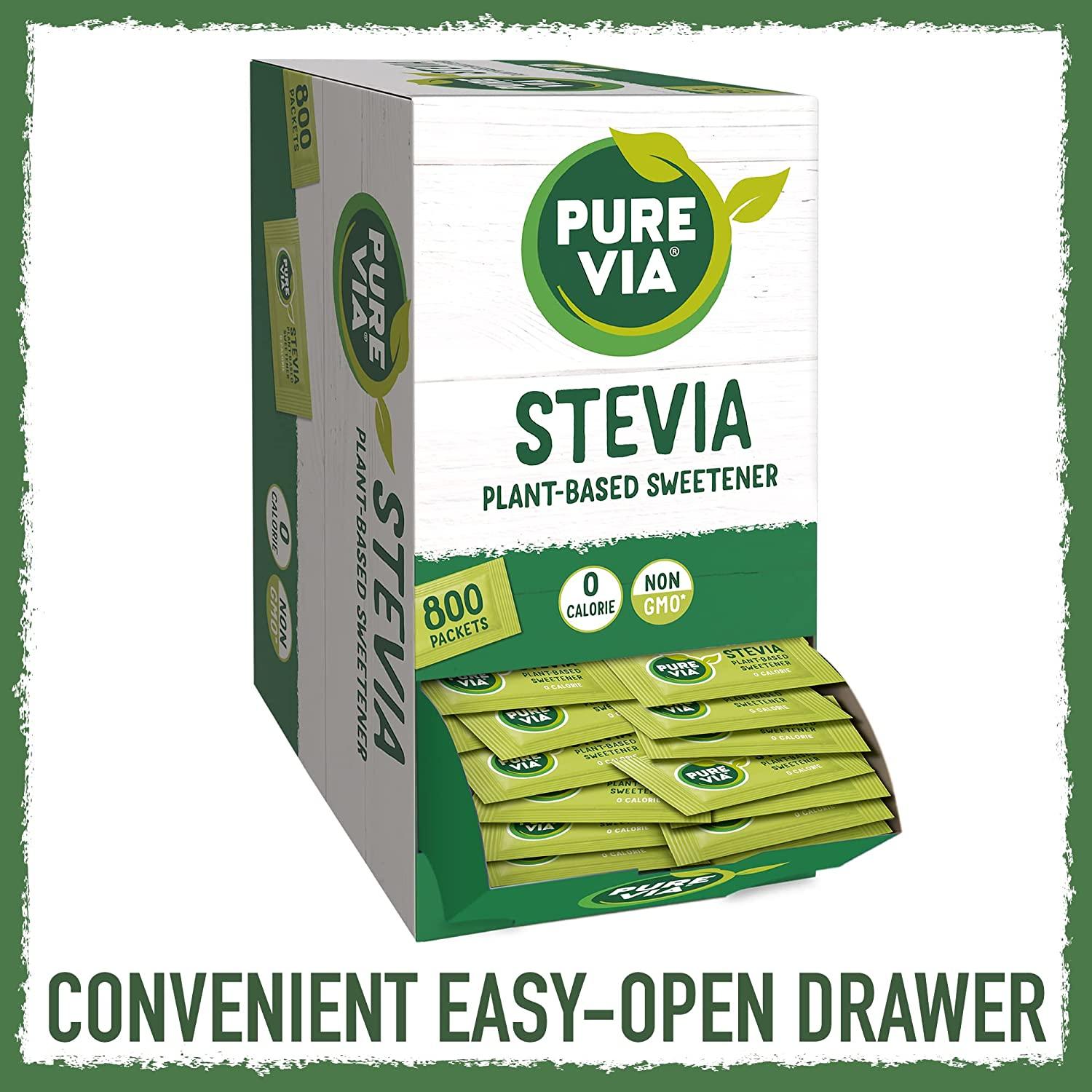 Pure Via Stevia Sweetener 28.2oz (800 packets) 800 Count (Pack of 1)