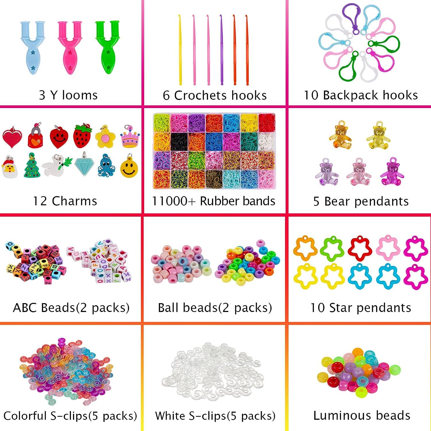 600 Pcs Refill Loom Rubber Bands Bracelet for Kids or Hair Rainbow Rubber  Loom Bands Make Woven Bracelet DIY Toys Christmas Gift