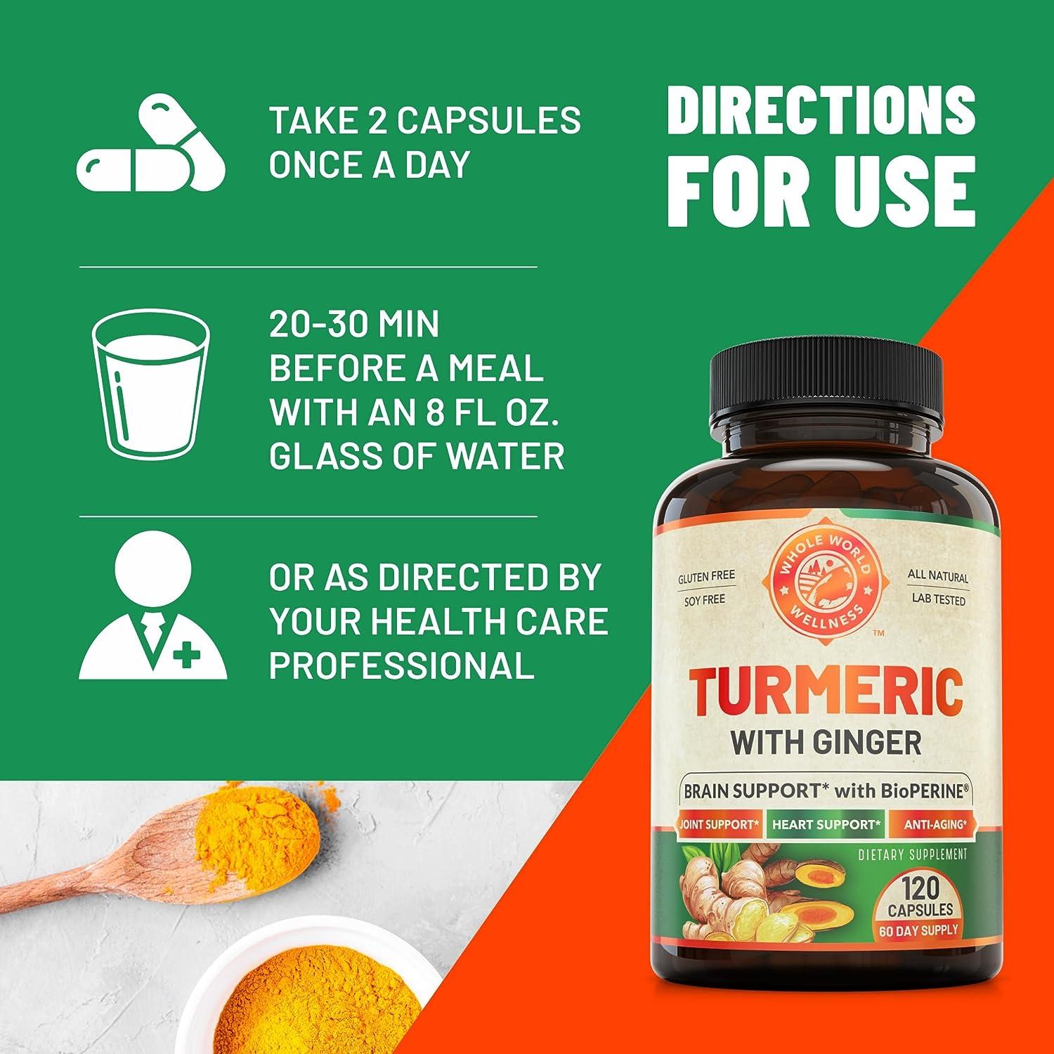 Turmeric Curcumin with BioPerine & Ginger for Heart Health AntiAging