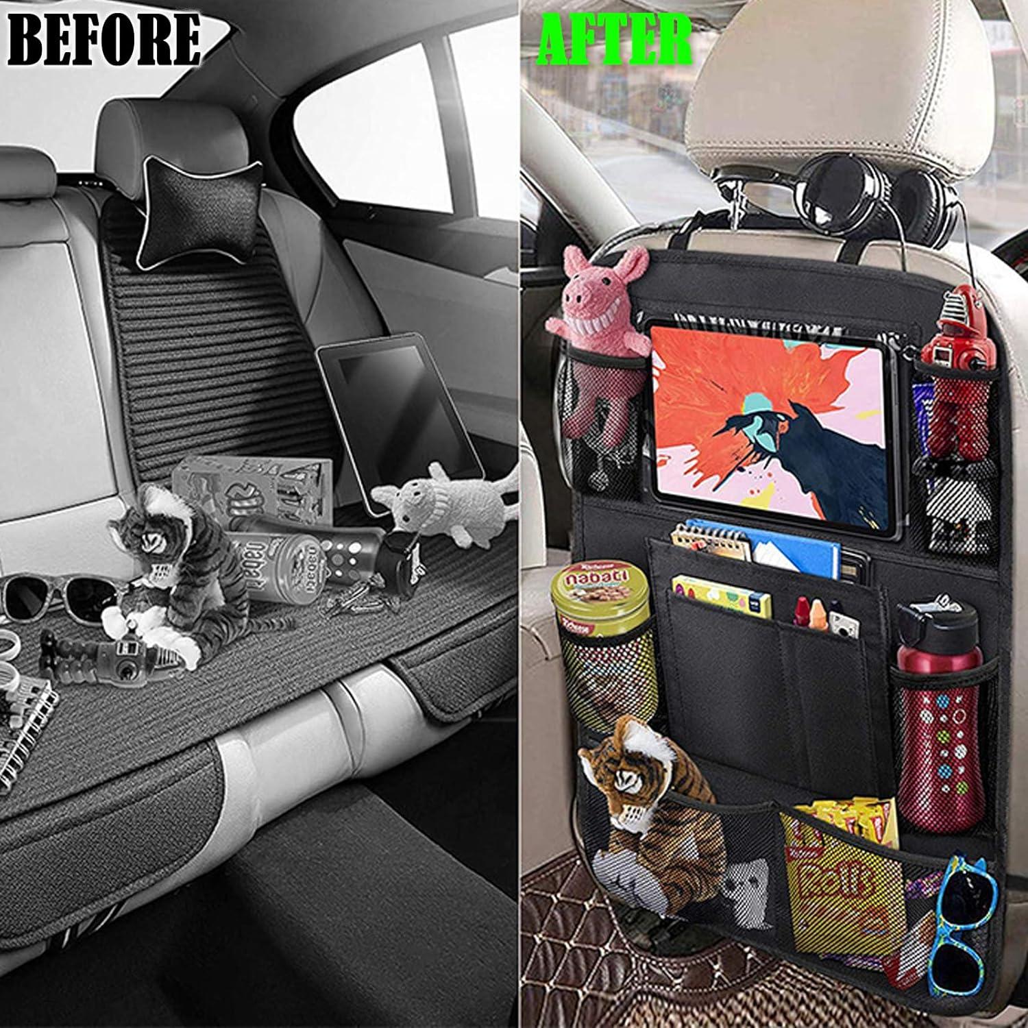 Car Seat Organizer with Auto Hooks Back Seat Protector for Kids
