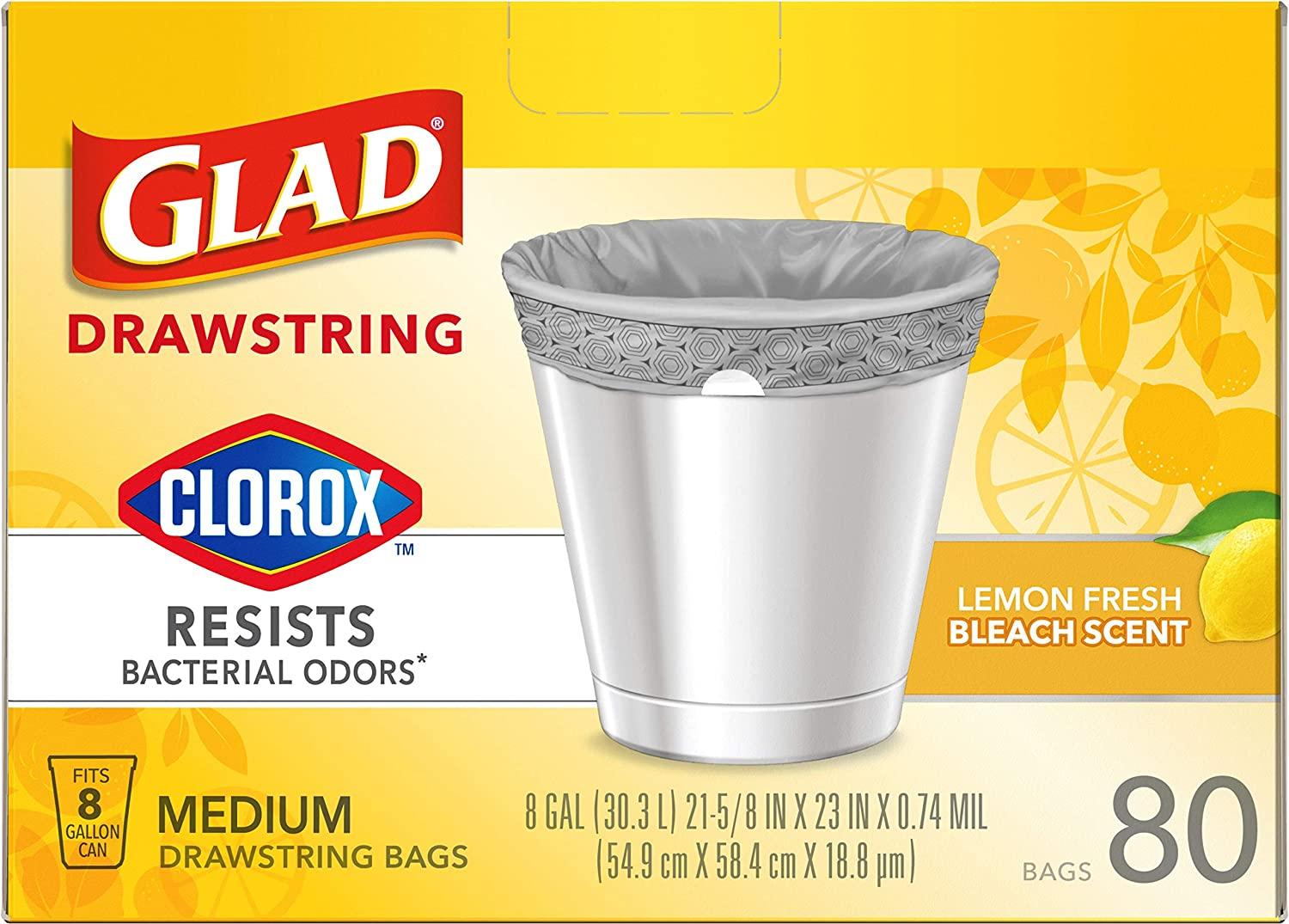 Glad Medium Drawstring Trash Bags with Clorox Gallon Lemon