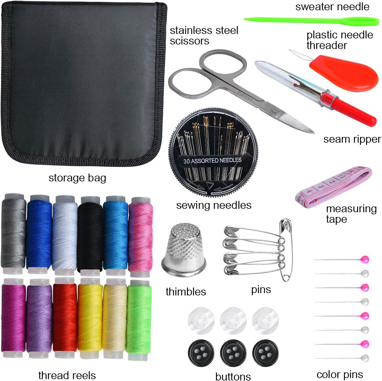 Sewing Kit, Zipper Portable Mini Sewing Kits for Adults, Kids, Traveler,  Beginner, Emergency, Family Repair, Sewing Supplies with 12 Color Thread