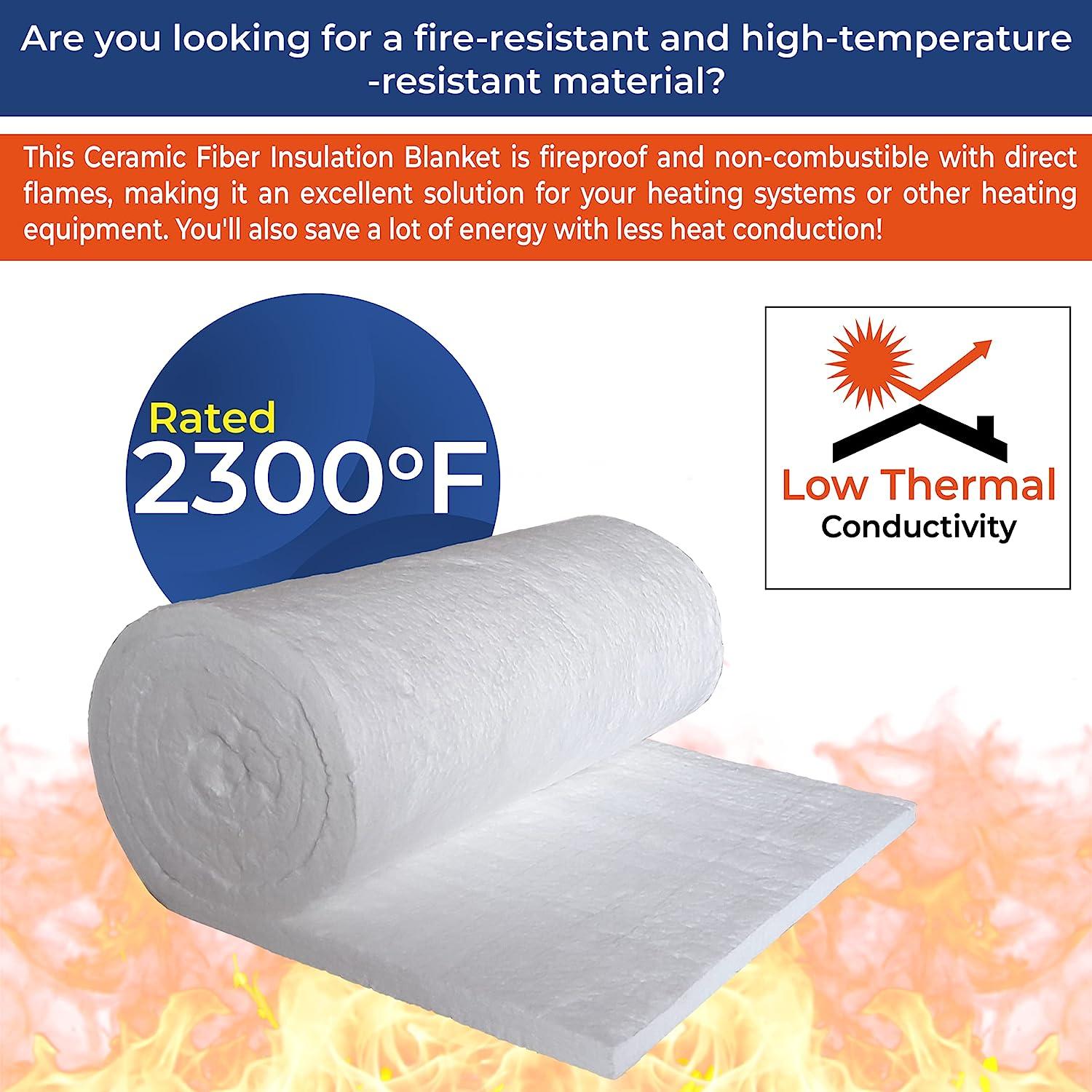 gdnspot 60x 24 x 1 Thick, Ceramic Fiber Insulation Blanket, 2400F Fireproof Insulation Blanket for Furnace, Kiln, Stove, Pizza Oven, Propane