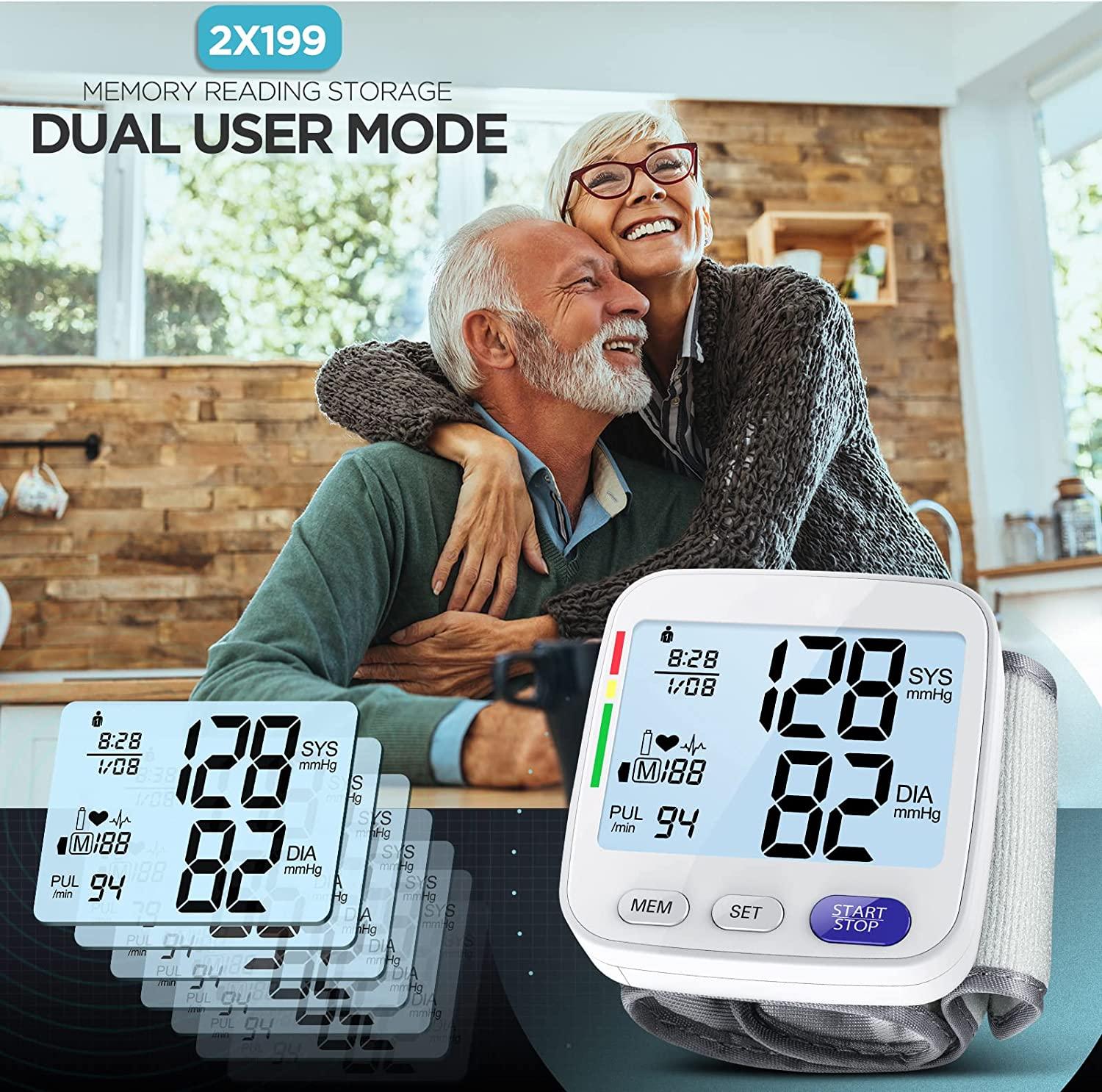 Blood Pressure Monitor XL Wrist Cuff 5.3-8.5 Inches, Automatic Accurate BP  Monitor with Large Screen Display, 120 Reading Memory, Irregular Heartbeat  Detector, Home Use Digital Blood-Pressure Machine 