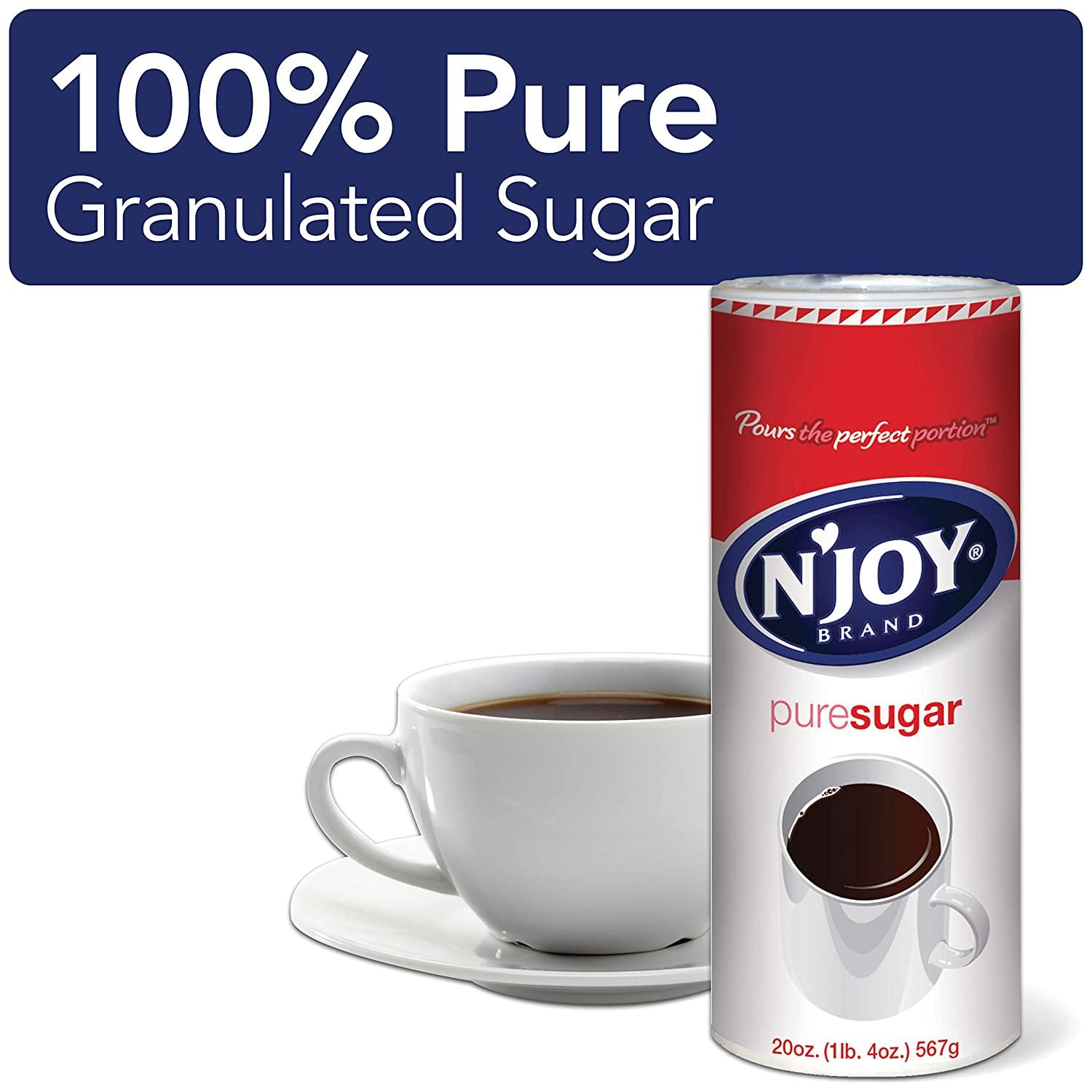 N'Joy Sugar Canister 20 Ounce, Pack of 6 100 Pure Granulated Sugar