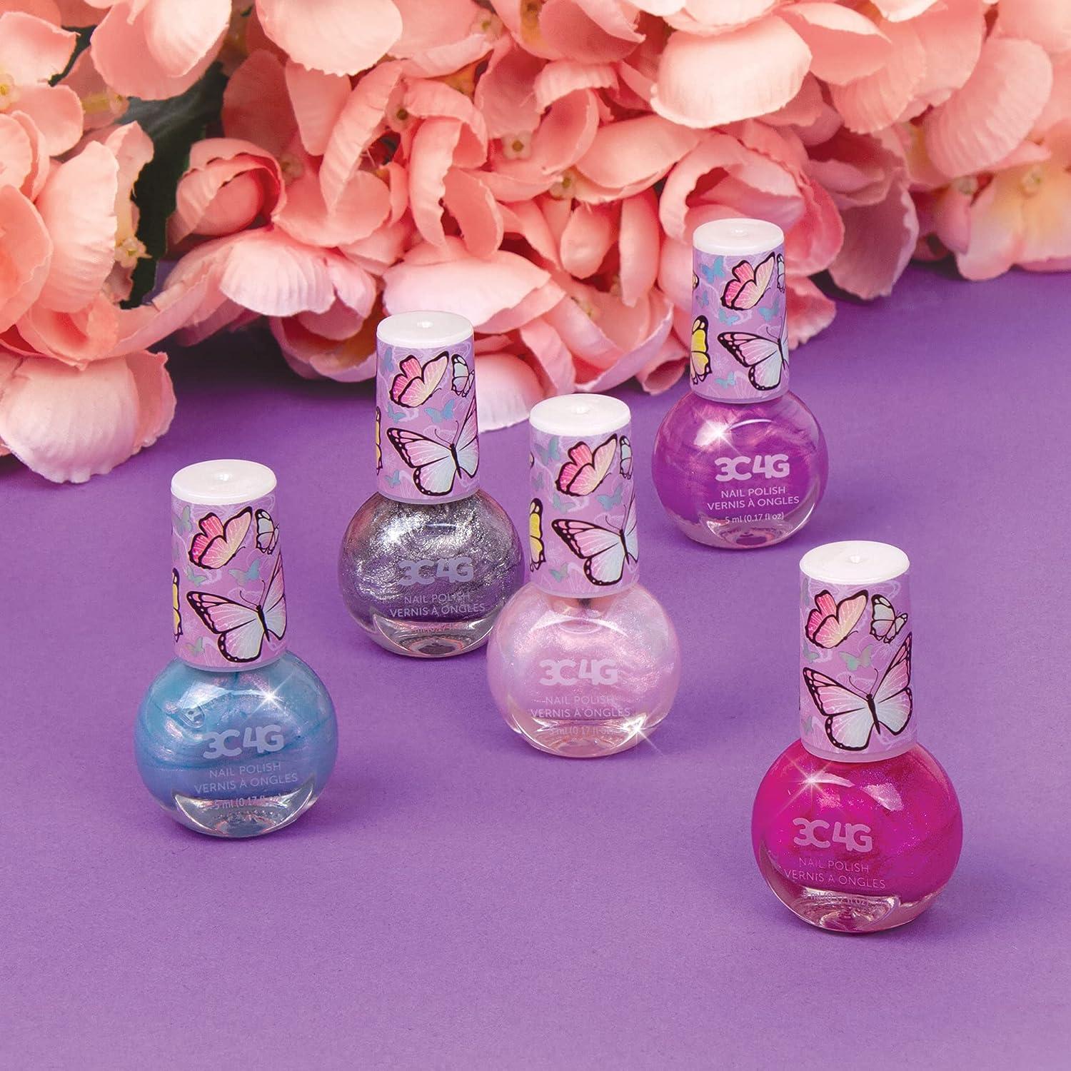 Three Cheers for Girls Butterfly Nail Polish Set for Girls NonToxic Nail Polish for Kids