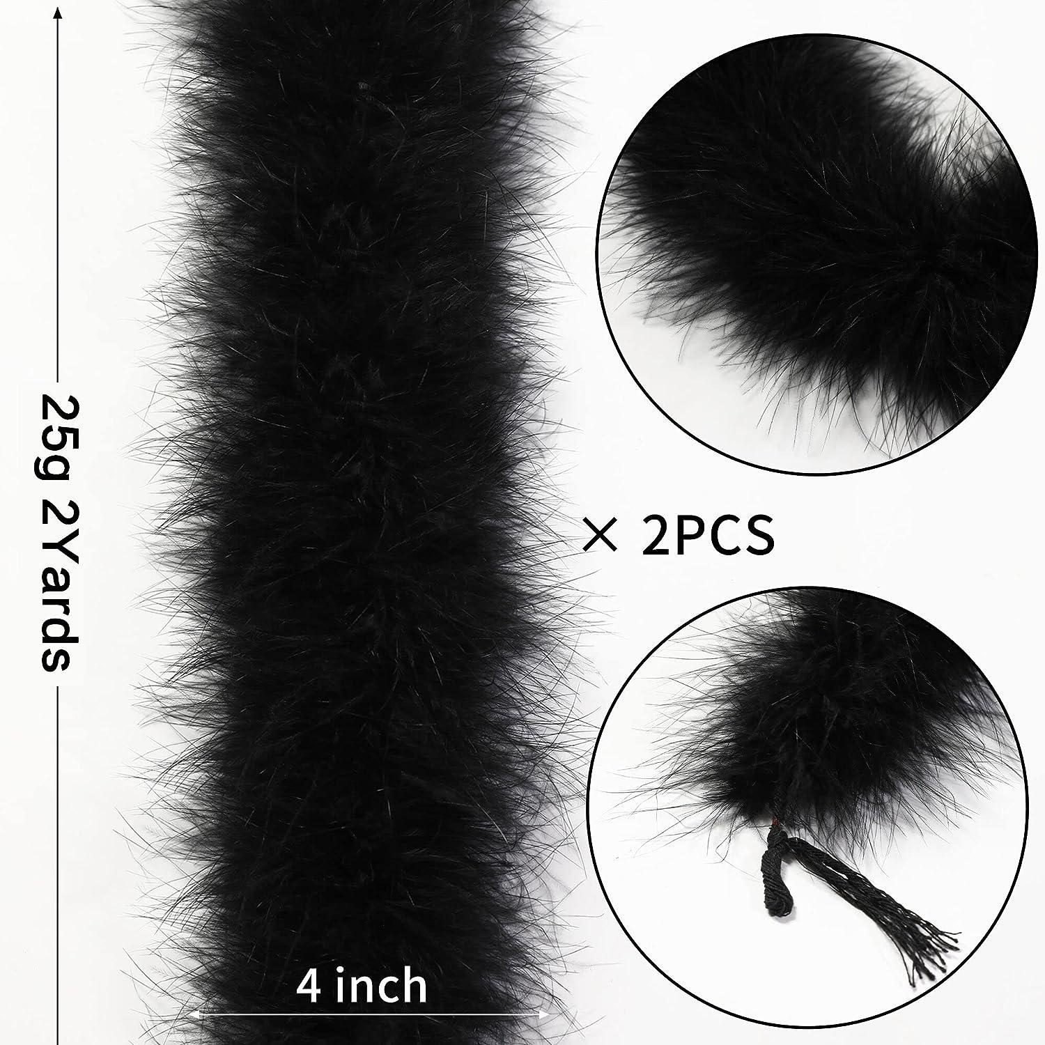 Holmgren Black Marabou Feather Boa - 2 Pcs 25g 2 Yards Boas for Party Bulk  Wedding Halloween Home Holiday Decoration (Black)