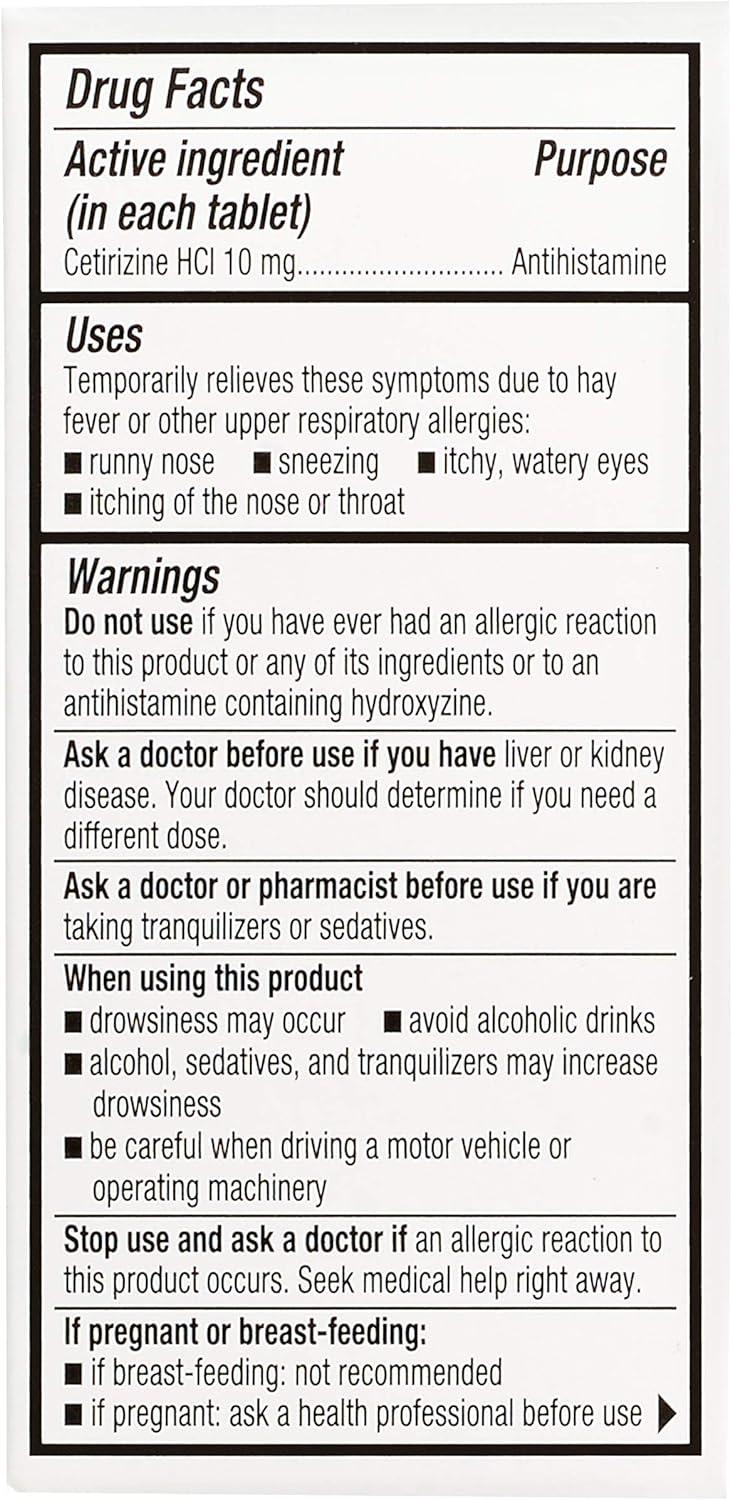 Rite Aid 24 Hour Allergy Relief with Cetirizine HCI Tablets 10 mg 120